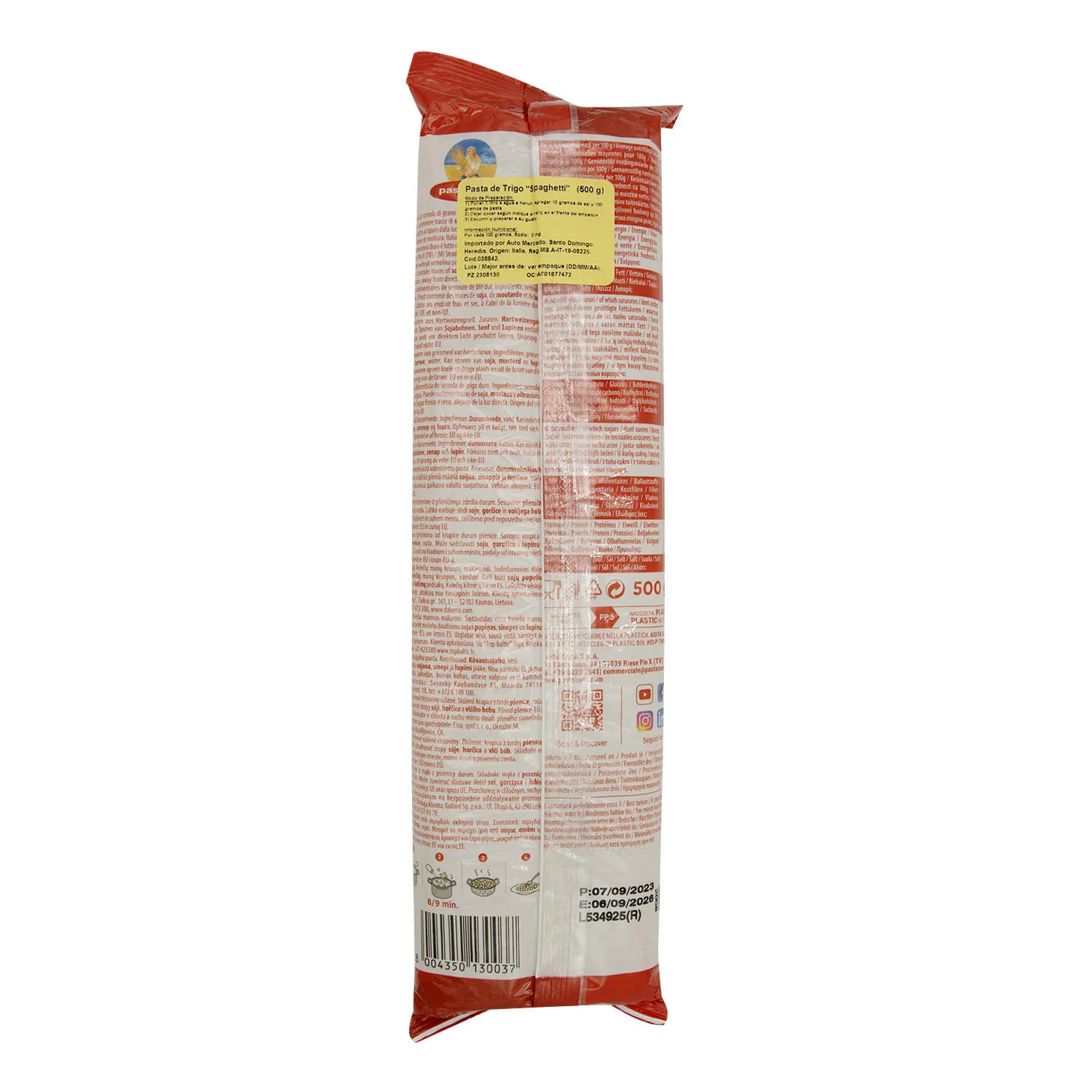 Pasta Alimenticia Spaguetti Pasta Zara Paquete 500 G