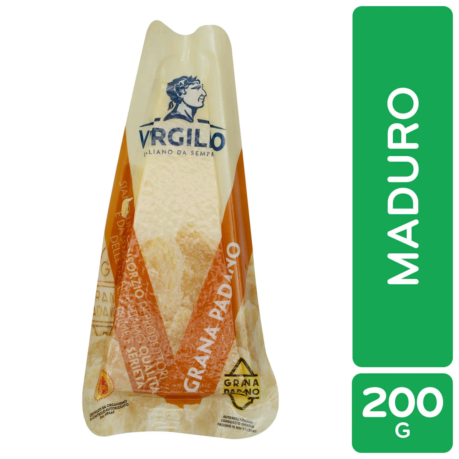 Queso Maduro Grana Padano Virgilio Paquete 200 G