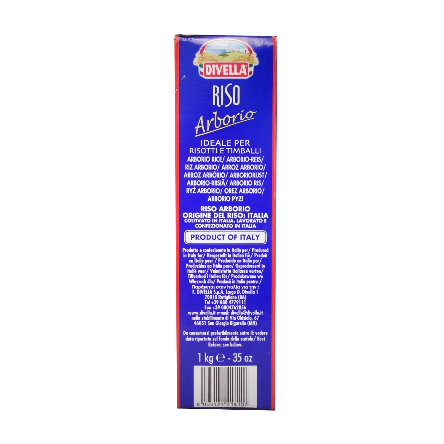 Arroz Preparado Arborio Divella Caja 1000 G