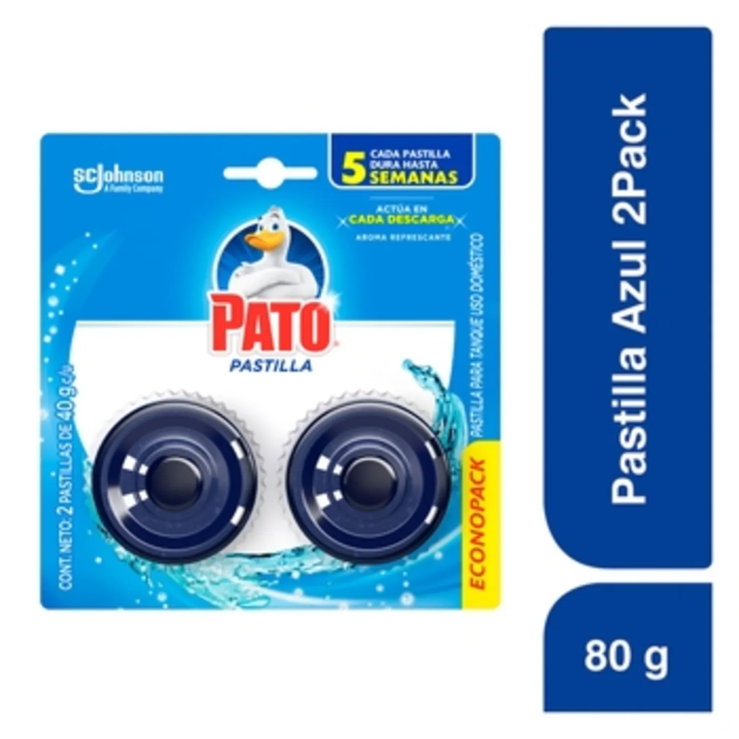 Limpiador Baño Pastilla Inodoro Azul Pato Purific Paquete 80 G