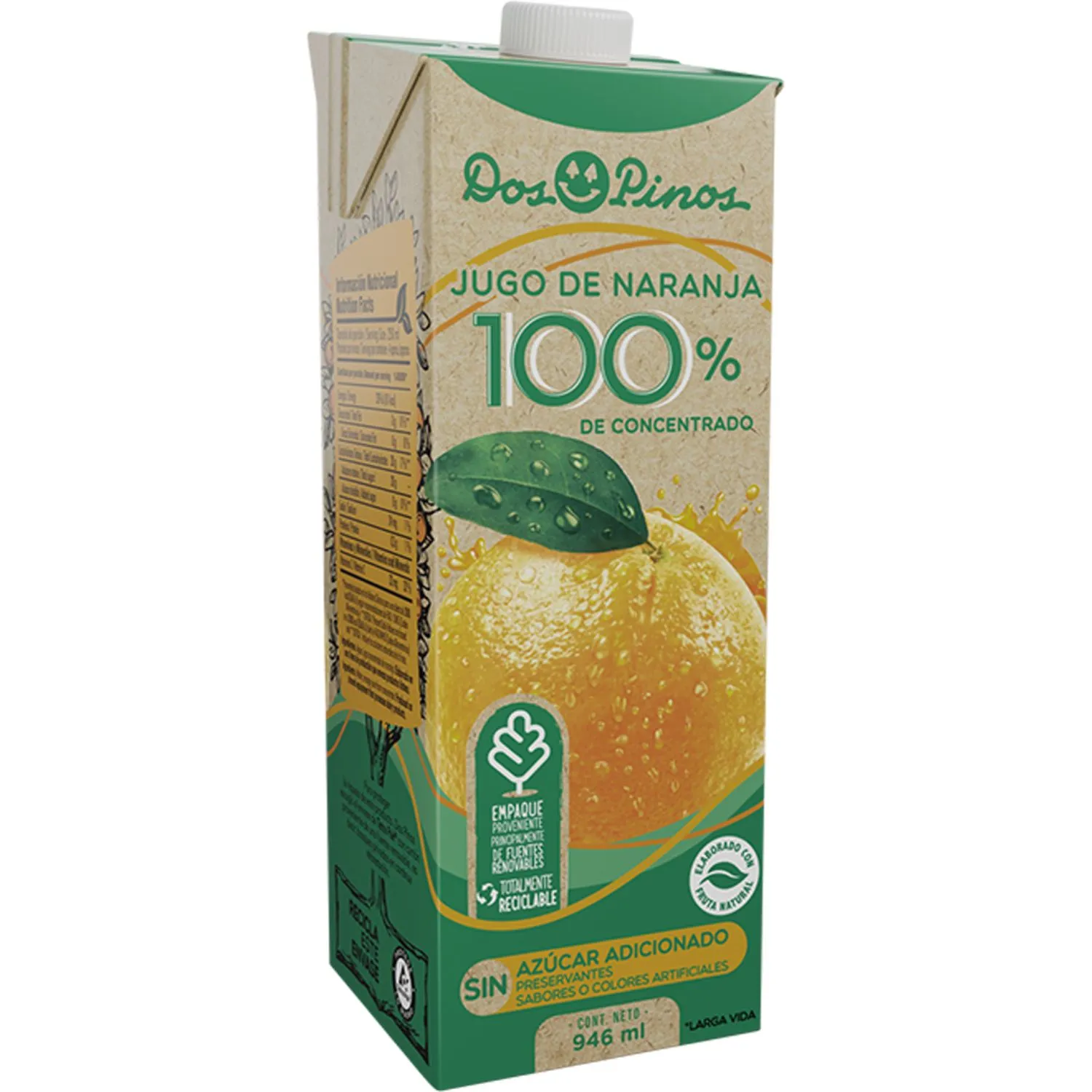 Bebida Jugo Naranja 100% F Soluble Dos Pinos Tetra Brick 946 Ml