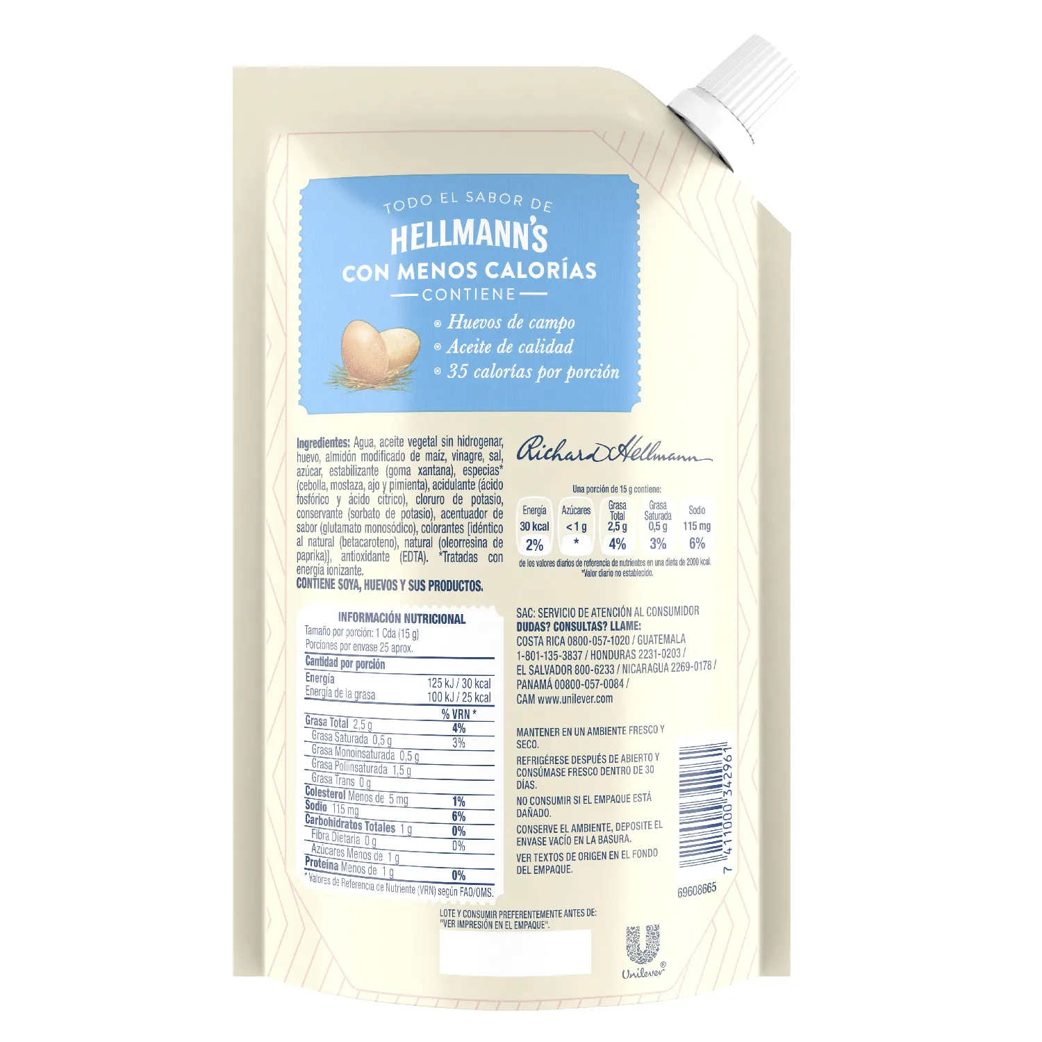 Mayonesa Natural Light Hellmann's Paquete 380 G