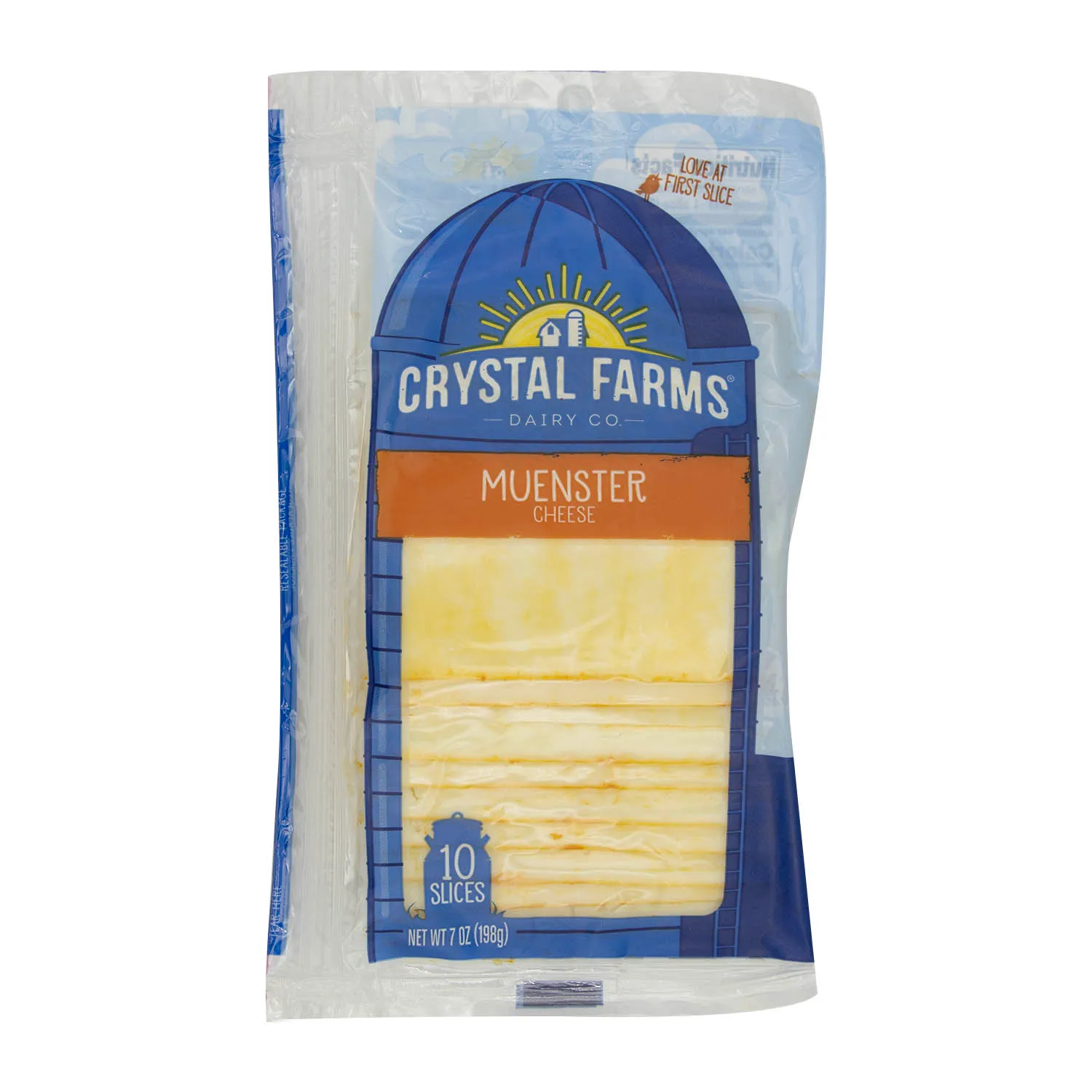 Queso Muenster Rebanado 10u Crystal Farms