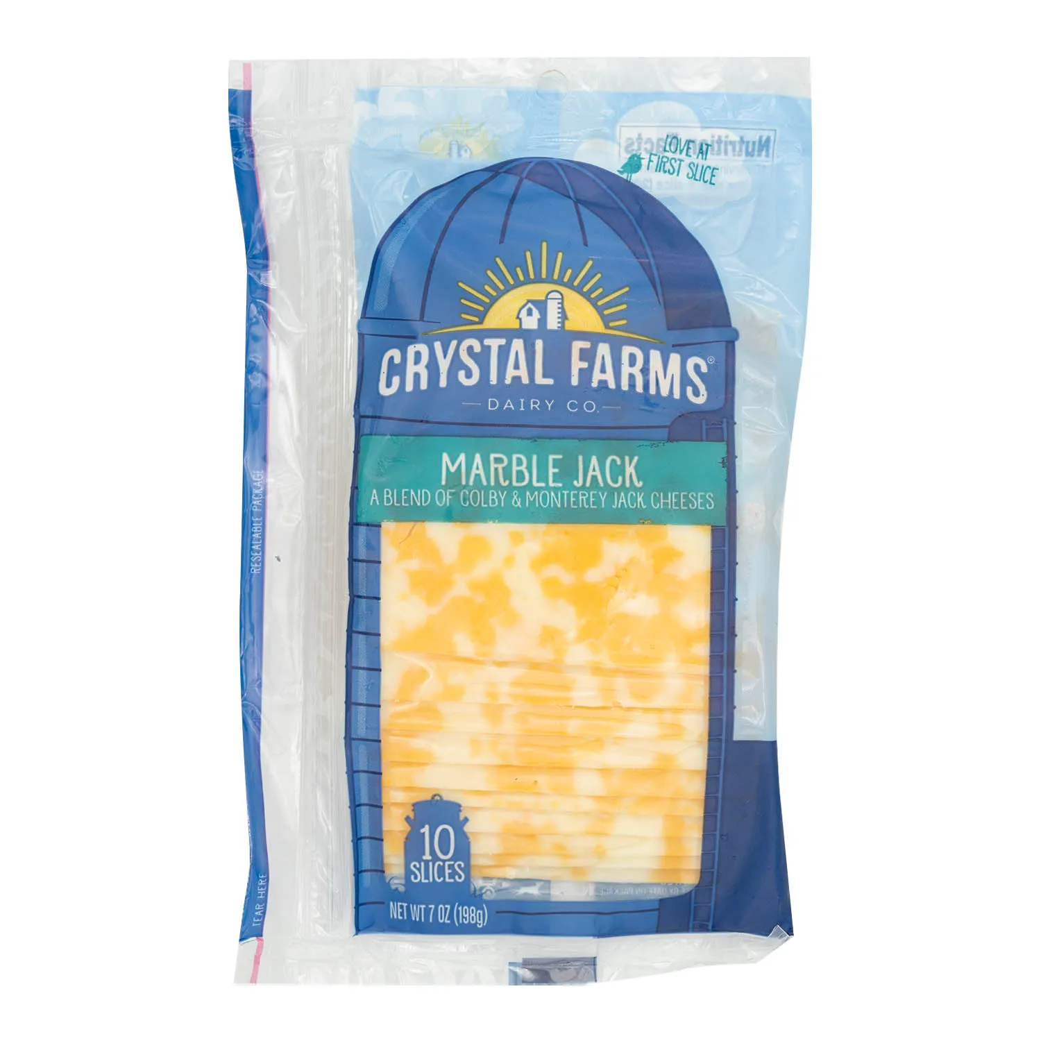 Queso Marble Jack Rebanado 10u Crystal Farms