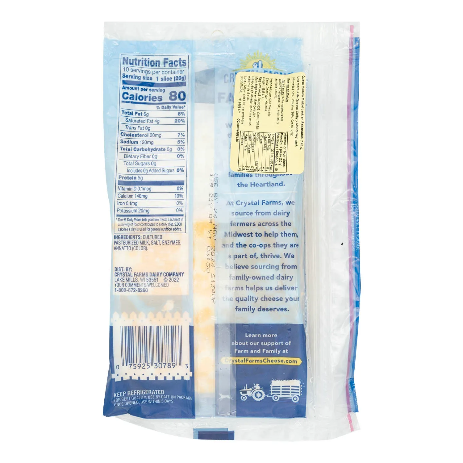 Queso Marble Jack Rebanado 10u Crystal Farms