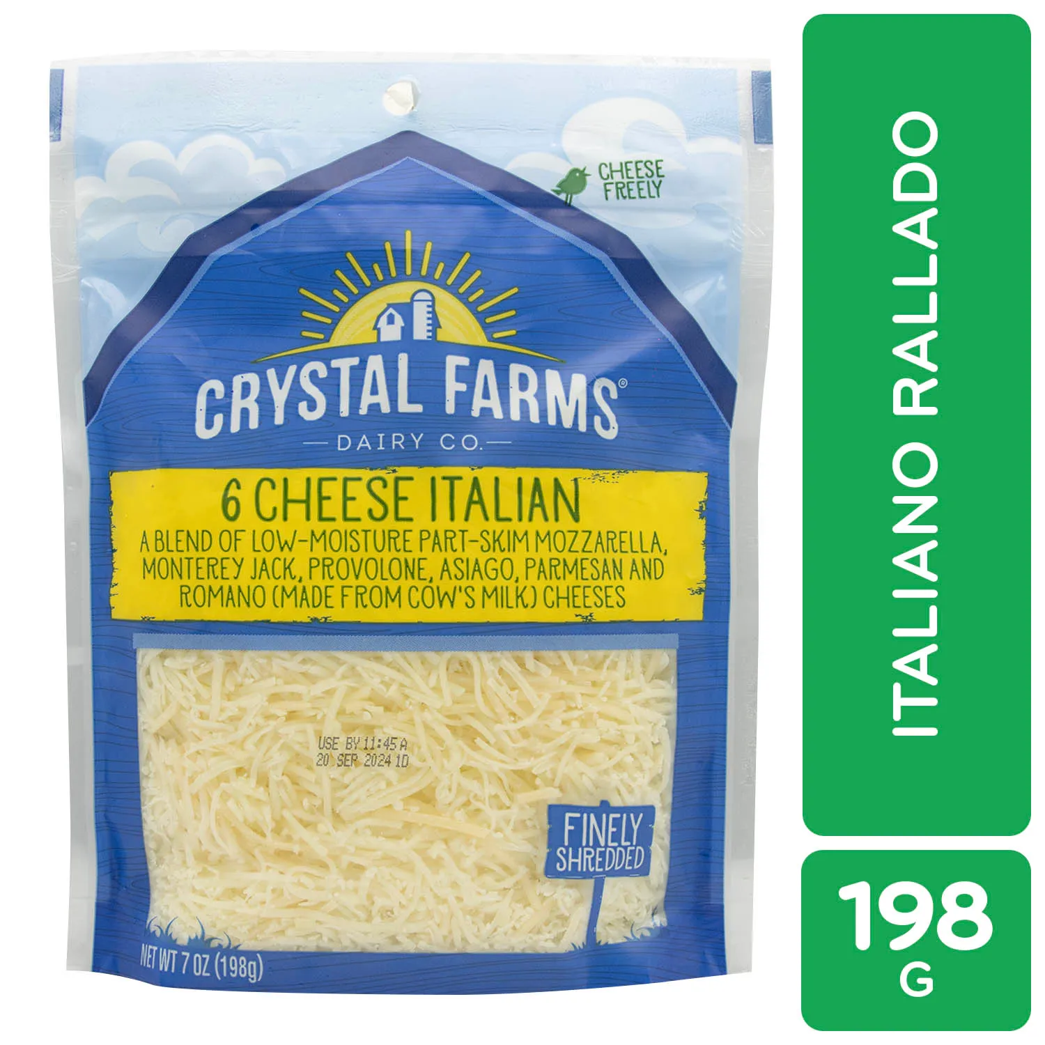 Queso Italiano Rallado Crystal Farms Paquete 226 G
