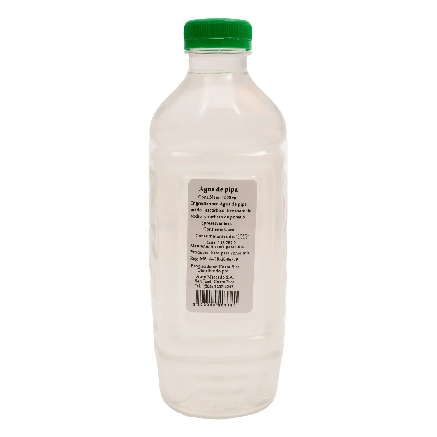 Agua De Pipa Natural Auto Mercado Envase 1000 Ml
