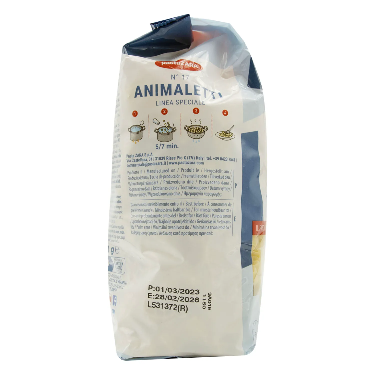 Pasta Alimenticia Cabito Animalitos Pasta Zara Paquete 500 G