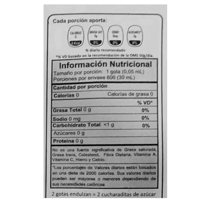 Edulcorante Liquido Stevia Blister 30 Ml