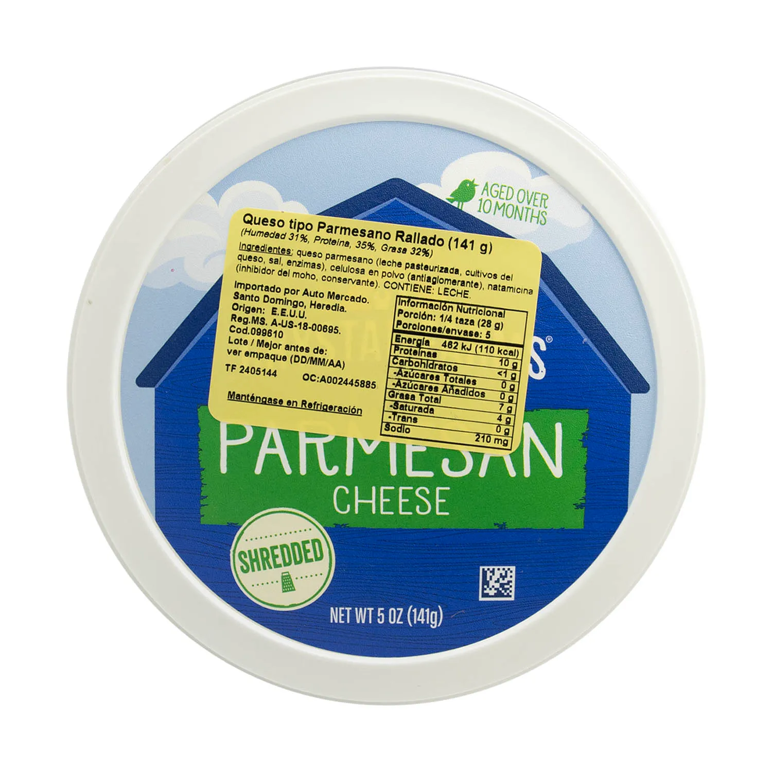 Queso Parmesano Rallado Crystal Farms Envase 141 G