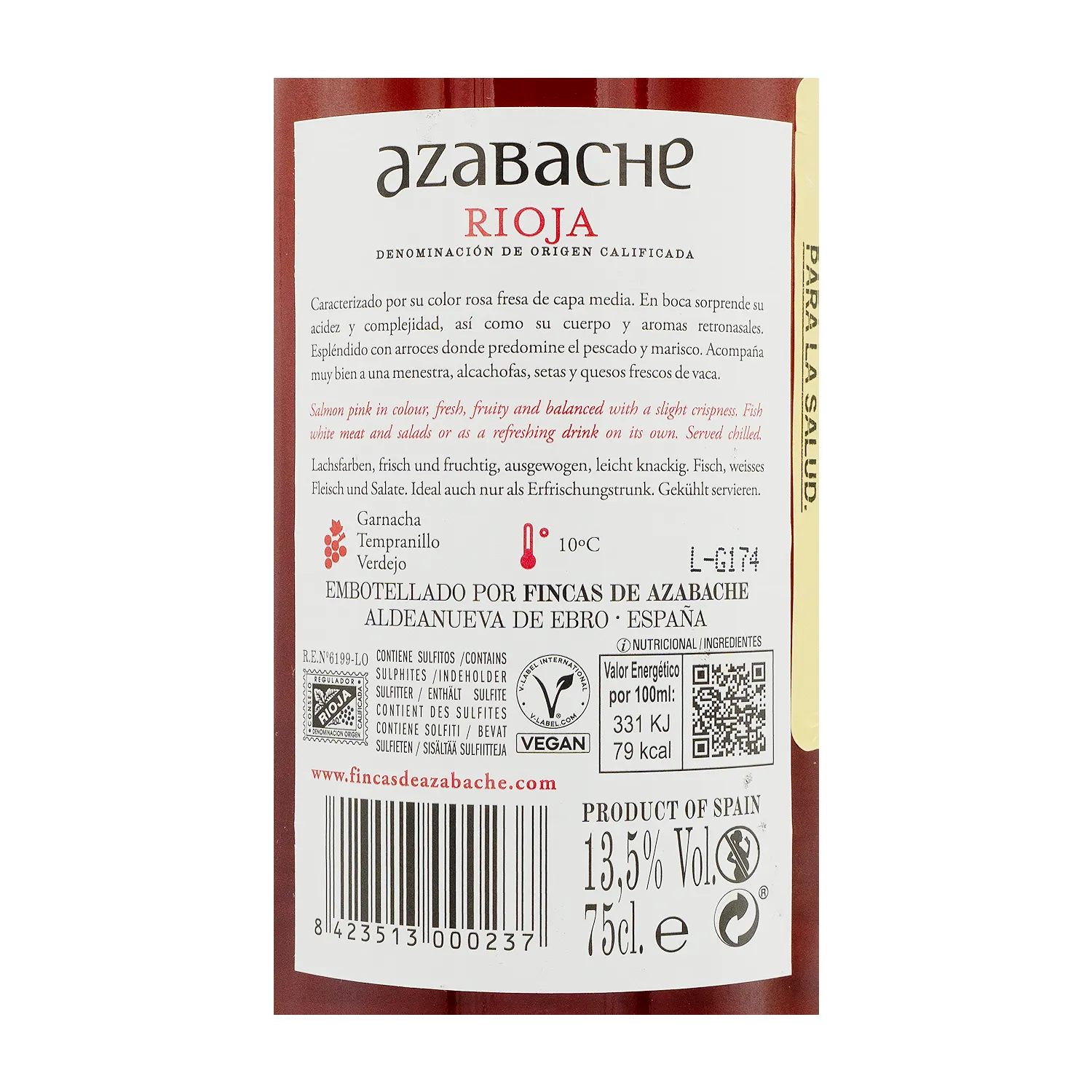 Vino Rosado España Garnacha Rioja Azabache