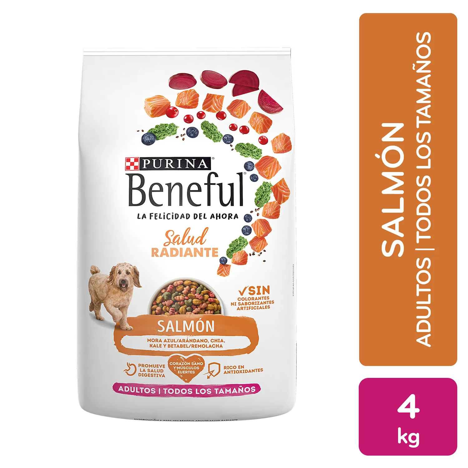 Alimento Seco Perro  Adulto Salmón Salud Radiante Purina Beneful Bolsa 4 Kg