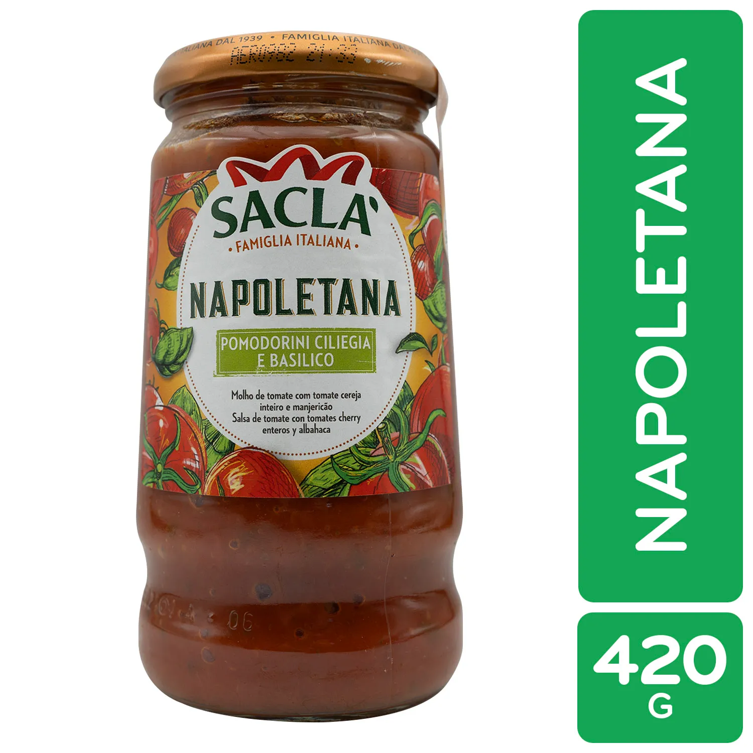 Salsa Tomate Preparada Napolitana Sacla Frasco 420 G