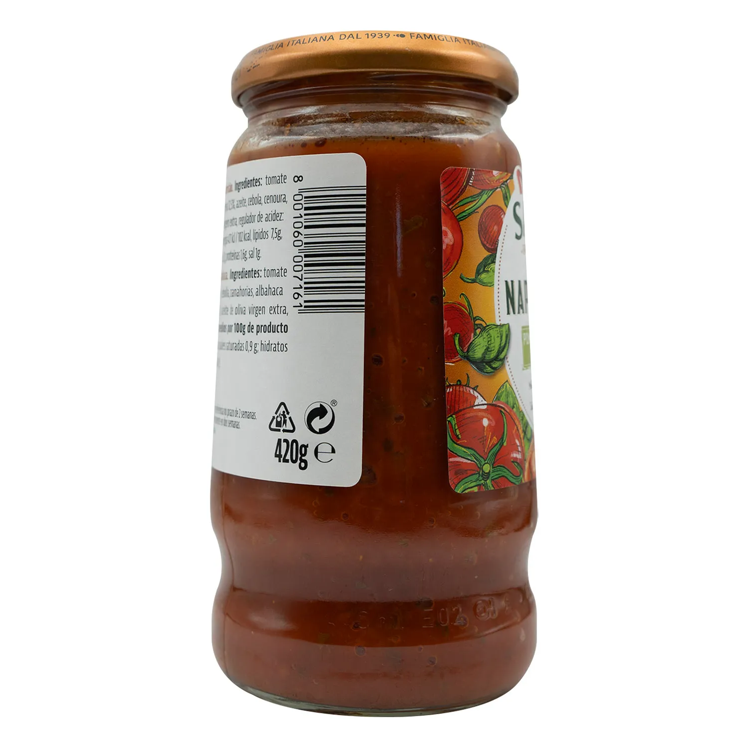 Salsa Tomate Preparada Napolitana Sacla Frasco 420 G