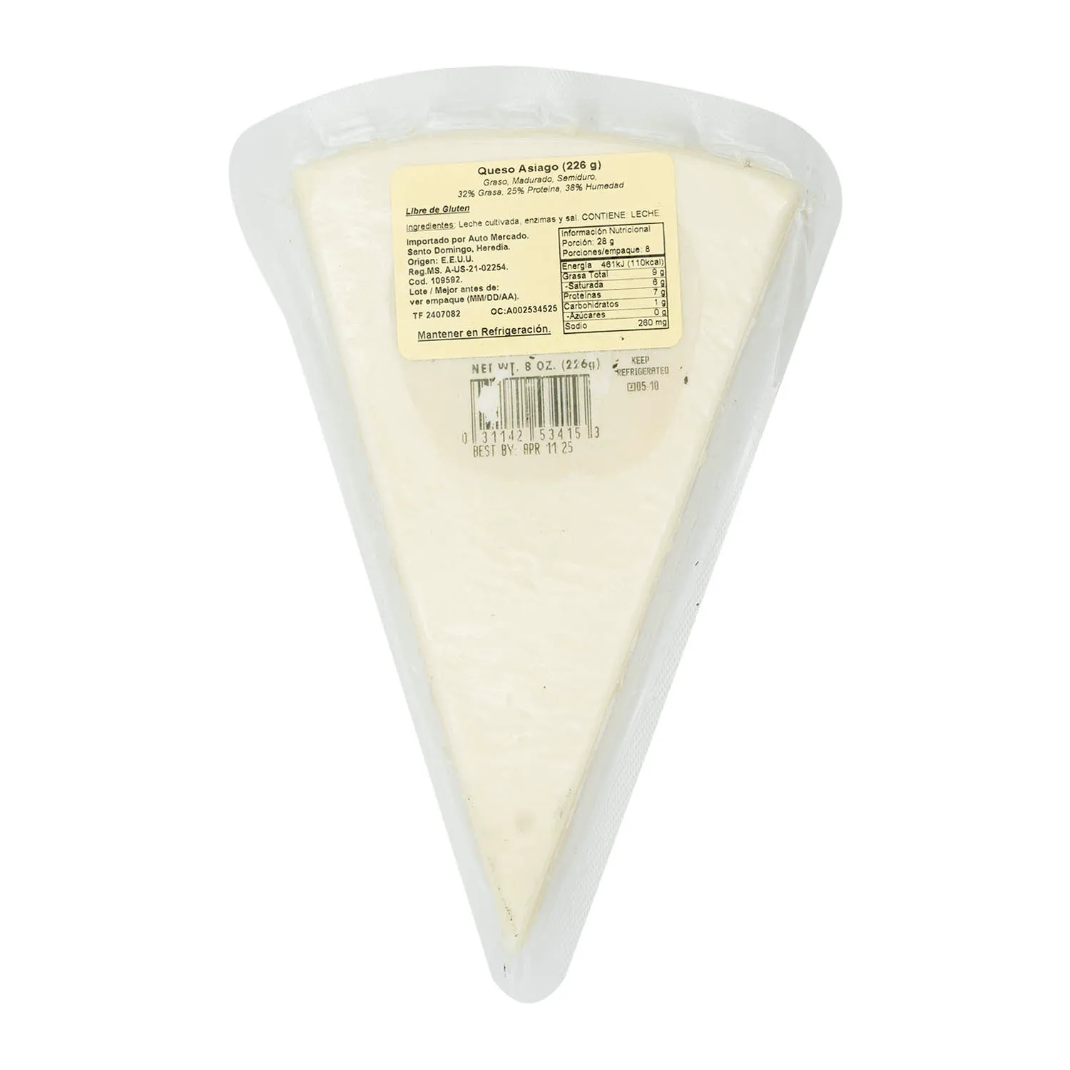 Queso Asiago Belgioioso Paquete 226 G