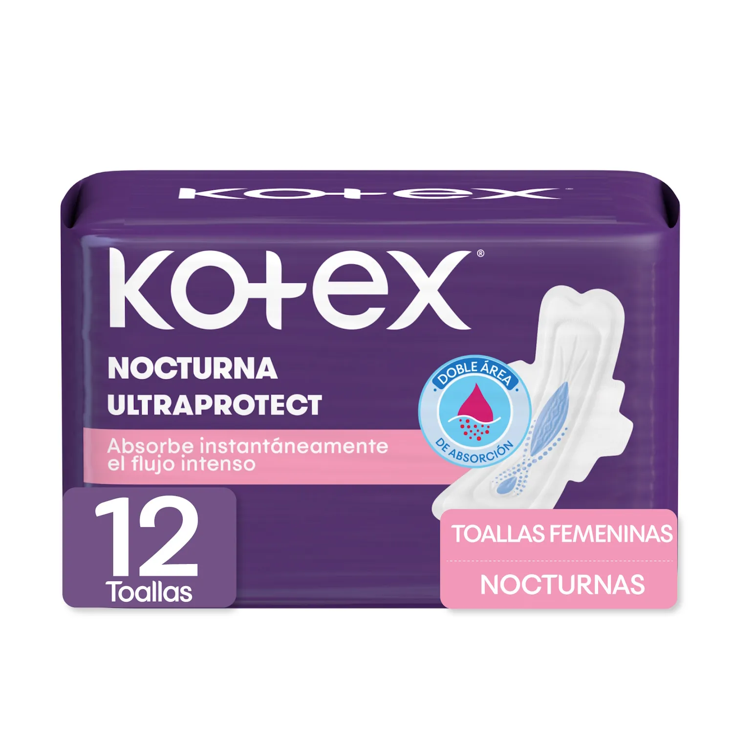 Toalla Intima Nocturna Con Alas Kotex Paquete 12 Unid