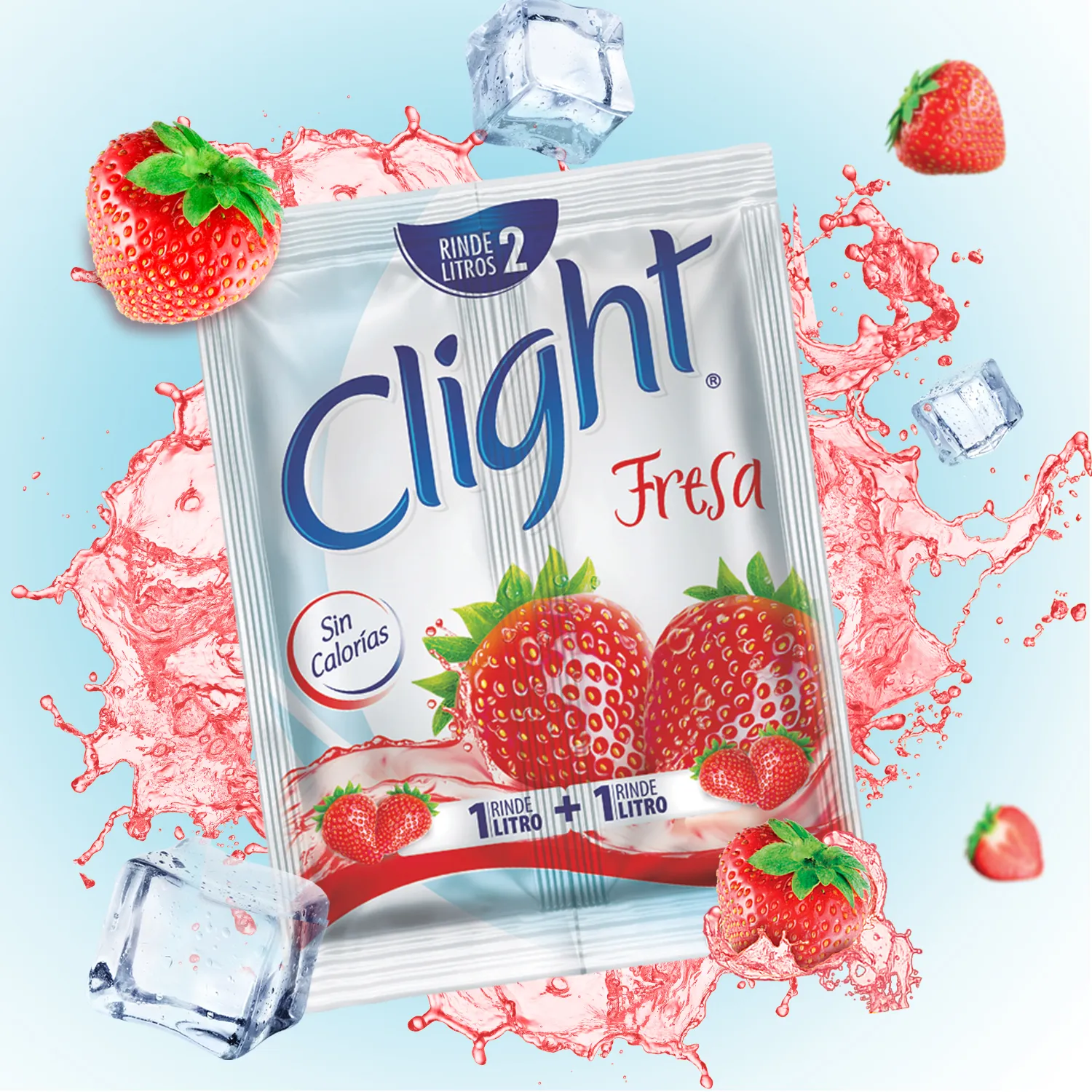 Bebida En Polvo Clight  Sin Calorías Sabor Fresa Sobre 14g