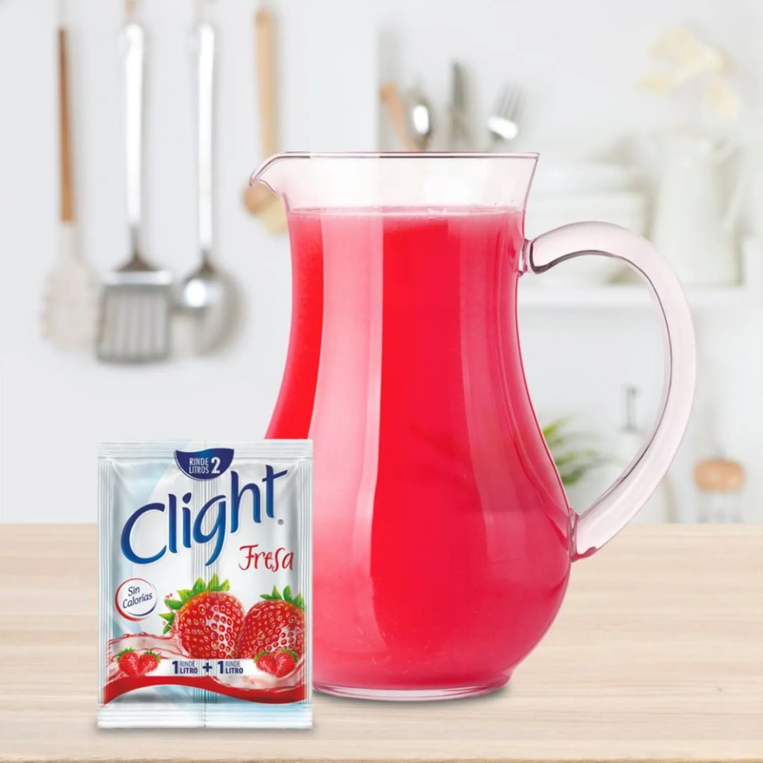 Bebida En Polvo Clight  Sin Calorías Sabor Fresa Sobre 14g