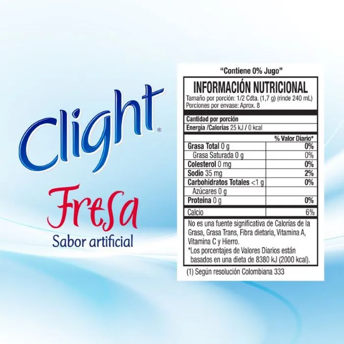 Bebida En Polvo Clight  Sin Calorías Sabor Fresa Sobre 14g