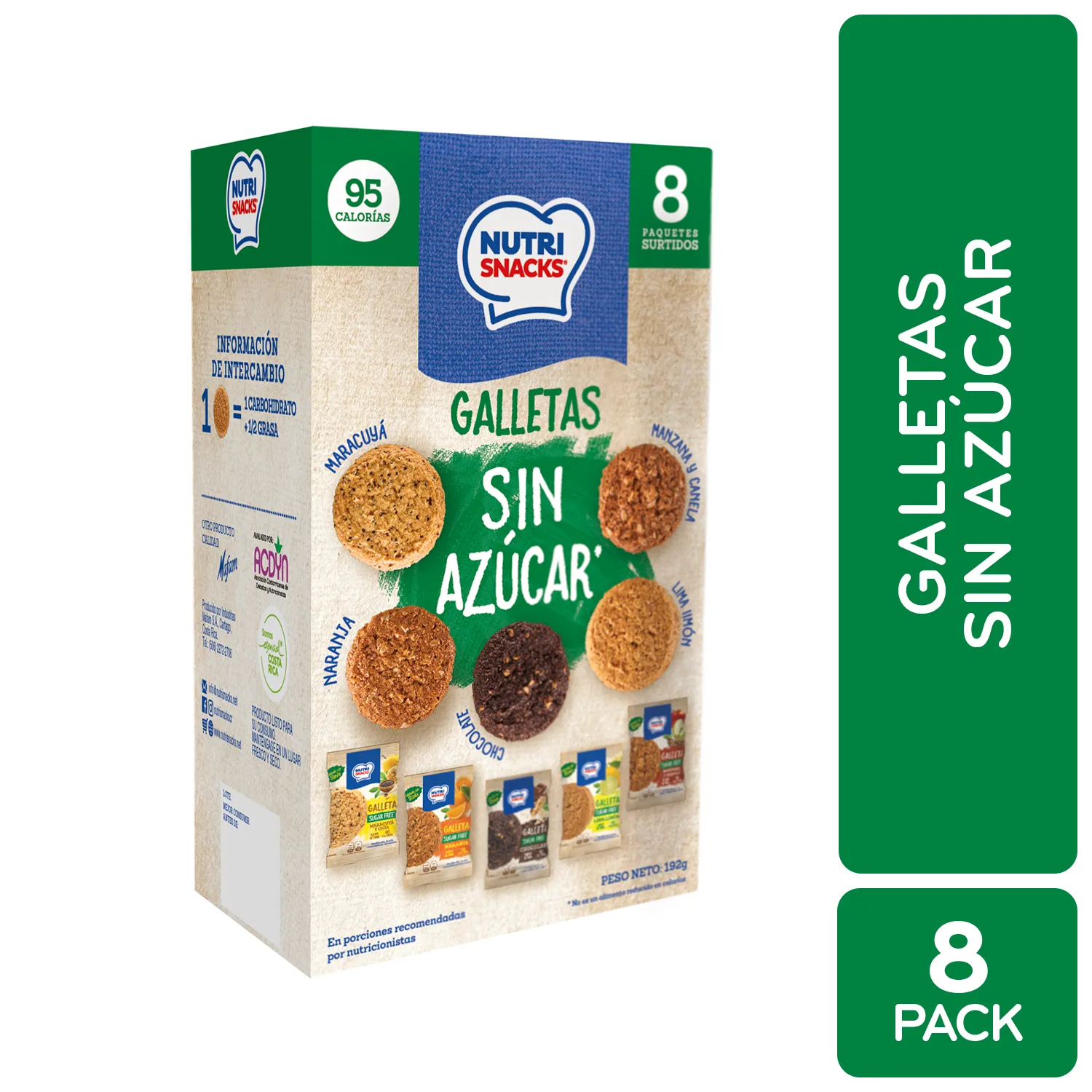 Galleta Surtida Sin Azucar 8 U Nutrisnacks Caja 192 G