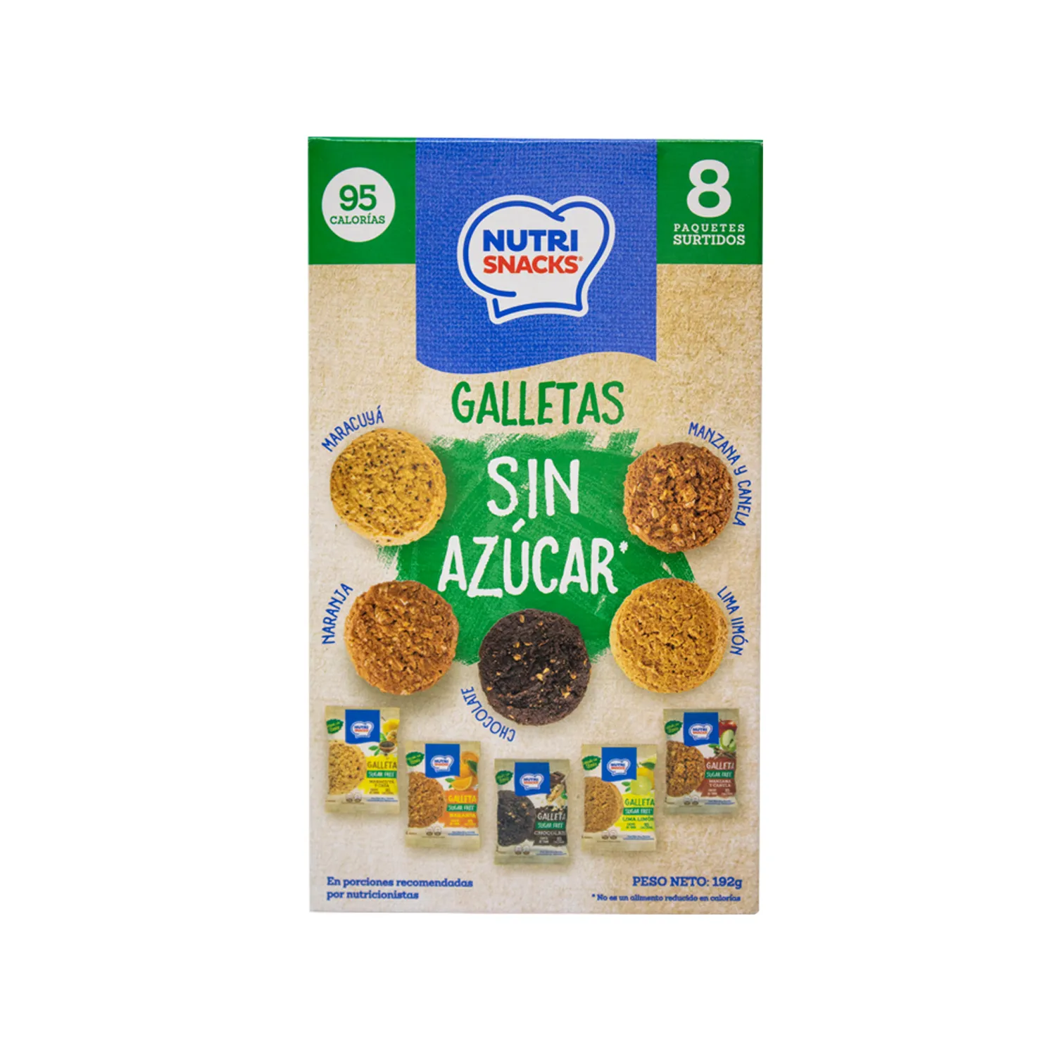 Galleta Surtida Sin Azucar 8 U Nutrisnacks Caja 192 G