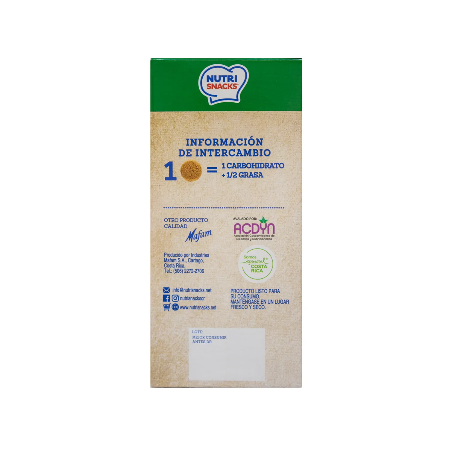Galleta Surtida Sin Azucar 8 U Nutrisnacks Caja 192 G