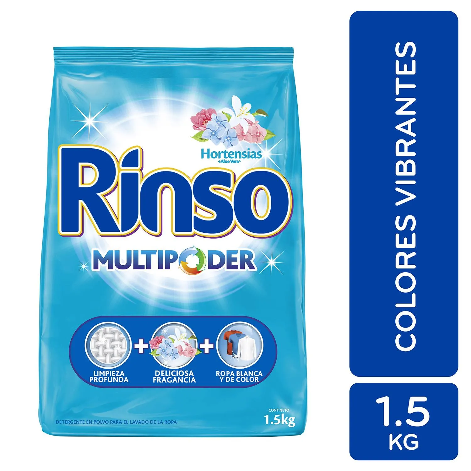 Detergente Polvo Hortensias Rinso Bolsa 1.5 Kg