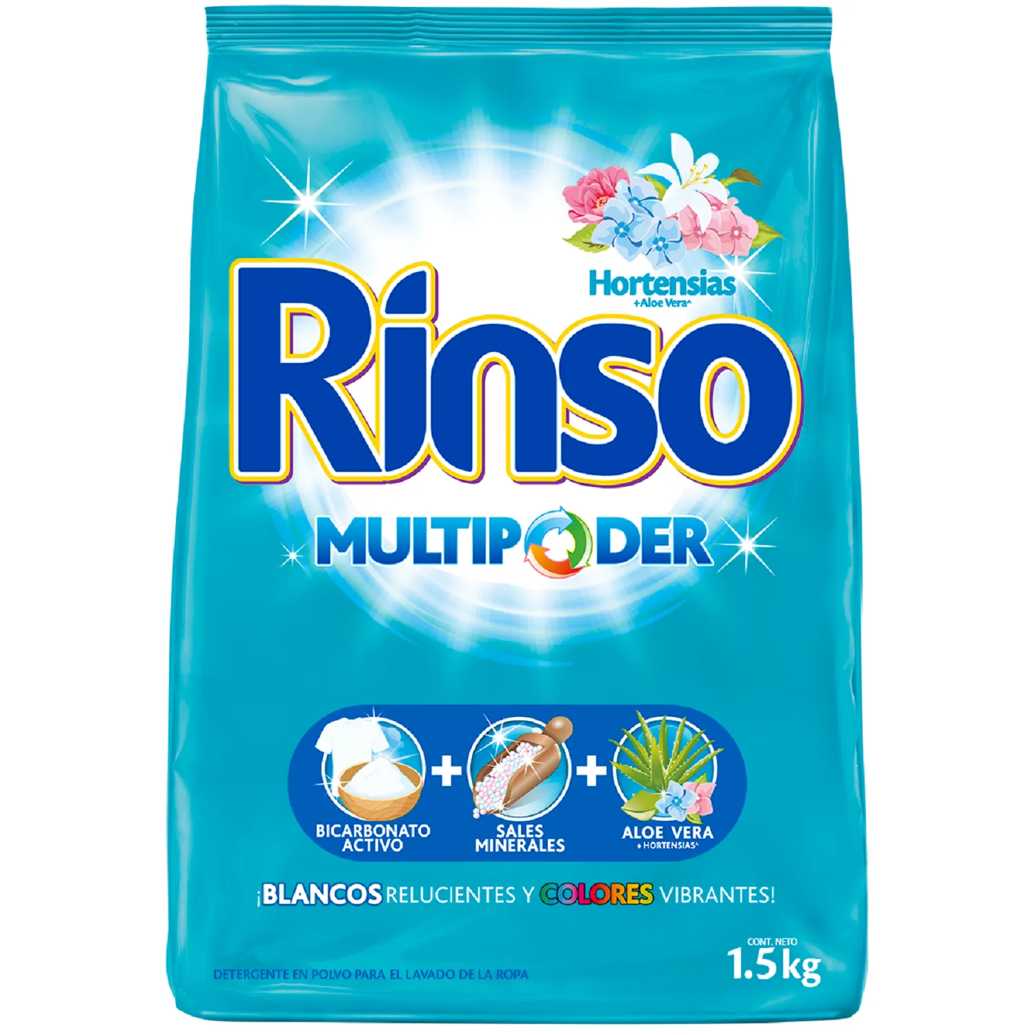Detergente Polvo Hortensias Rinso Bolsa 1.5 Kg