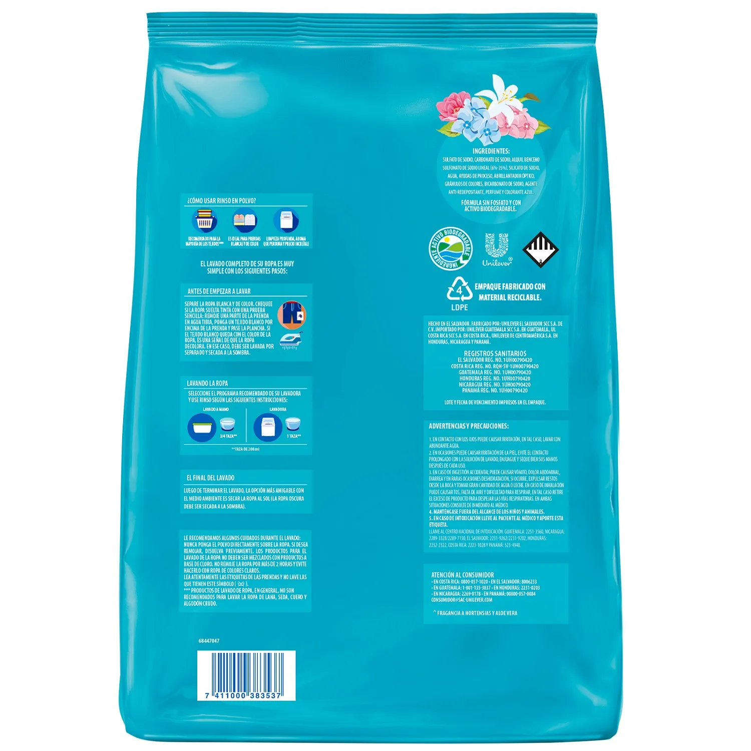 Detergente Polvo Hortensias Rinso Bolsa 1.5 Kg