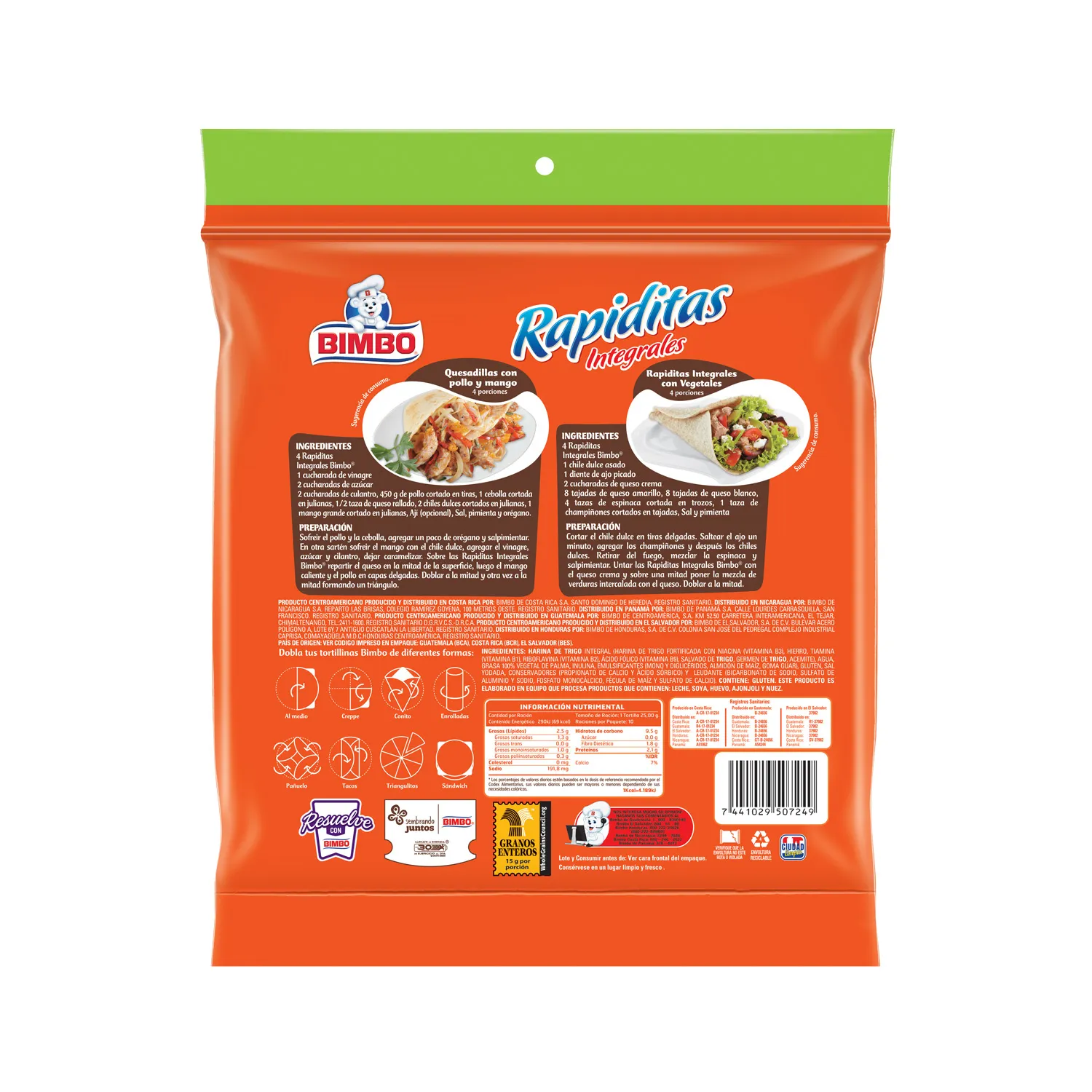 Tortillas Trigo Integral Bimbo Paquete 250 G