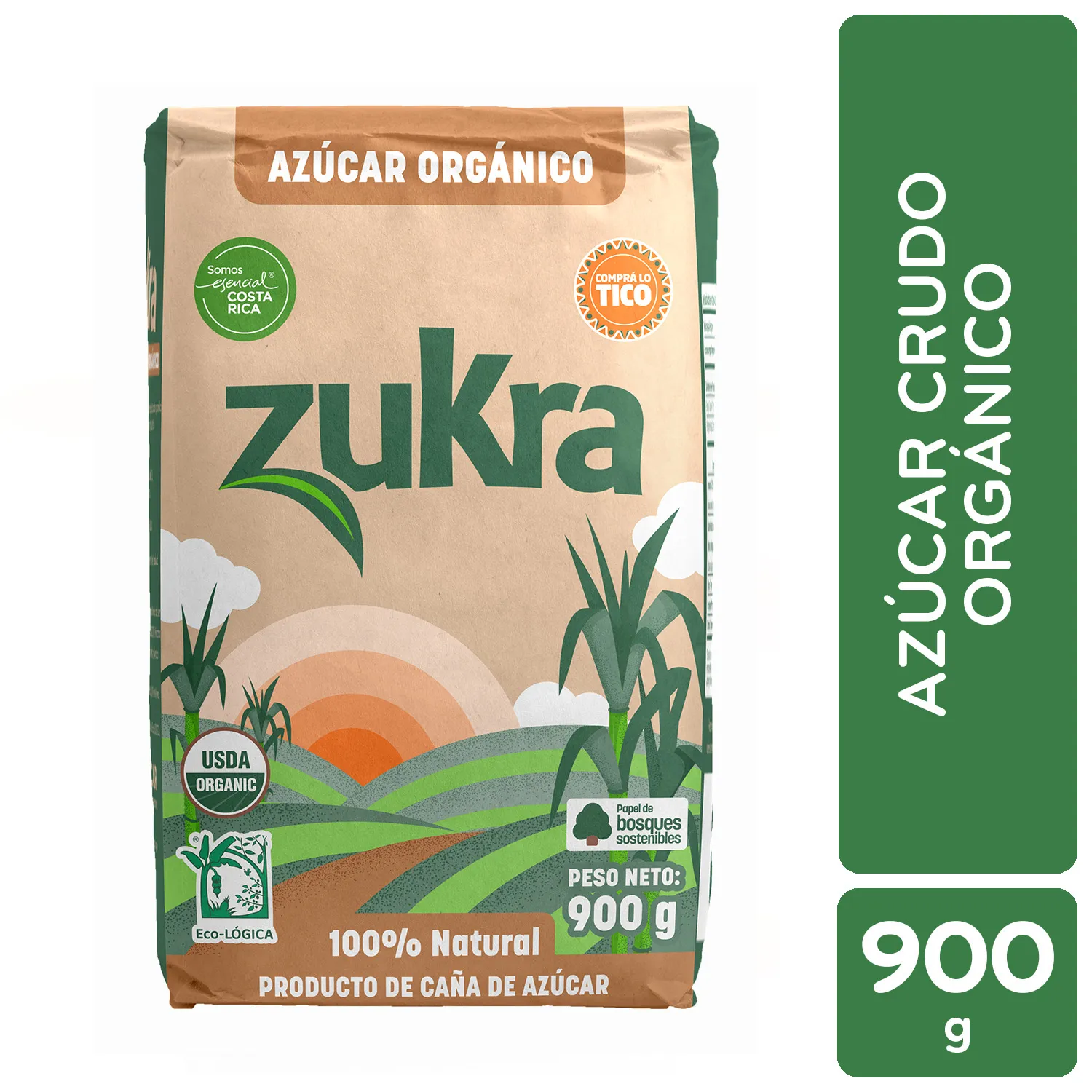 Azucar Crudo Organico Zukra Paquete 900 G