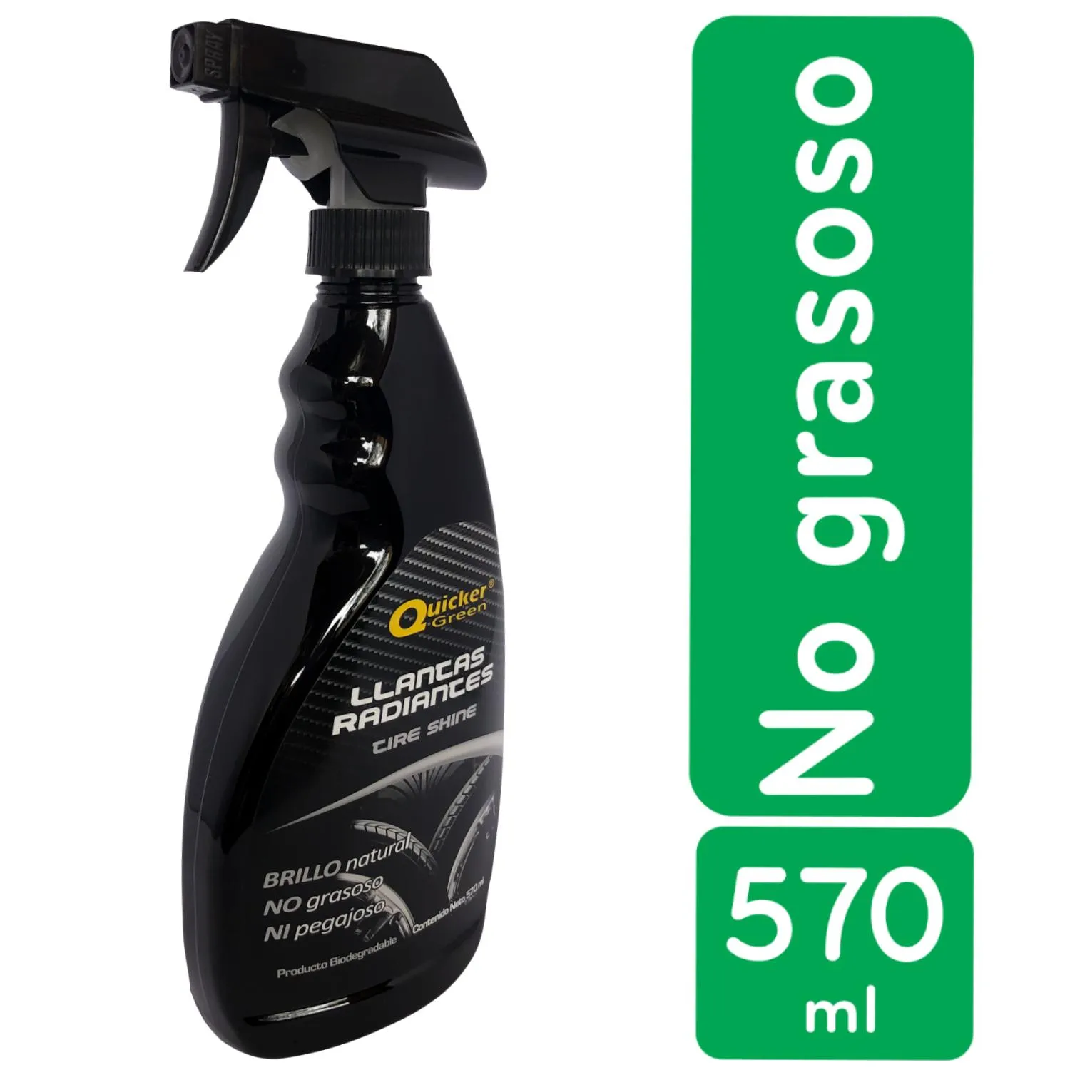 Cuidado Exterior Limpiador Liquido Llantas Envase 570 Ml Quicker Green Unidad