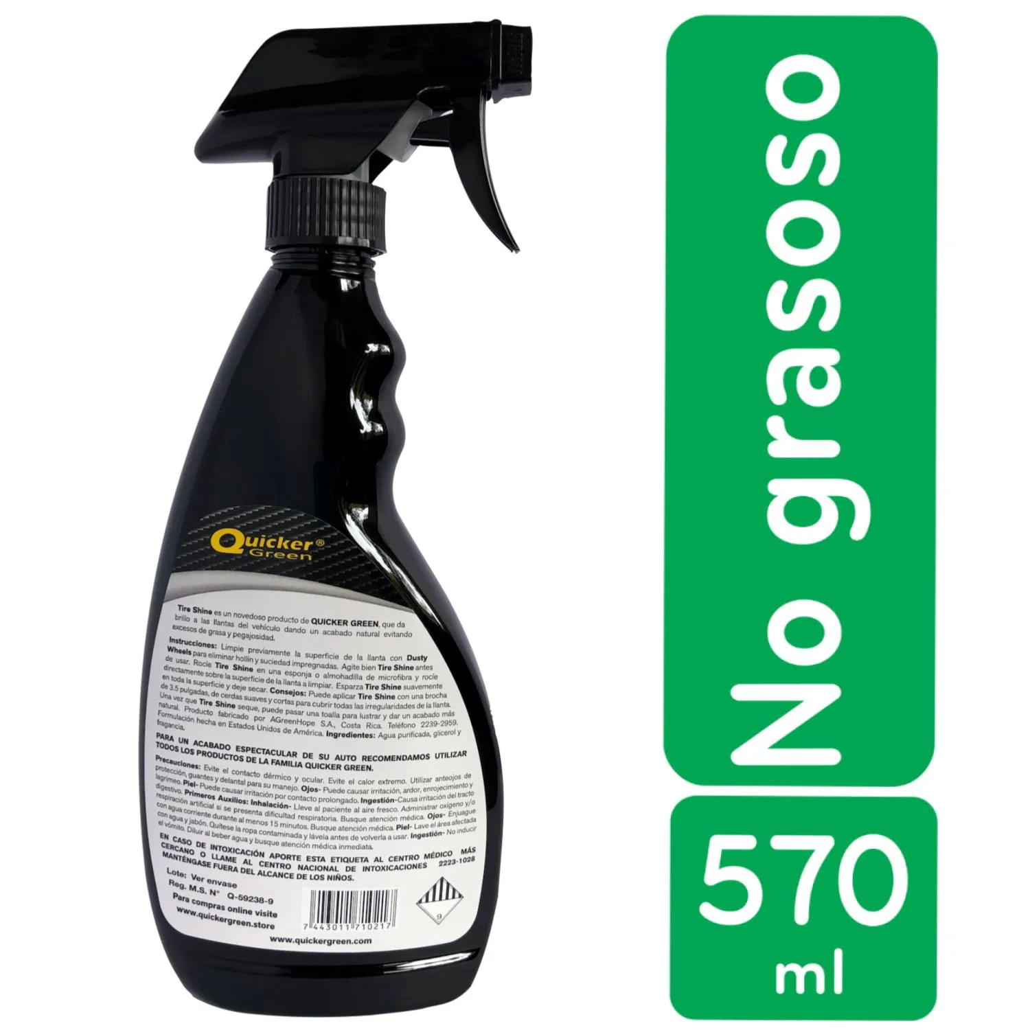 Cuidado Exterior Limpiador Liquido Llantas Envase 570 Ml Quicker Green Unidad