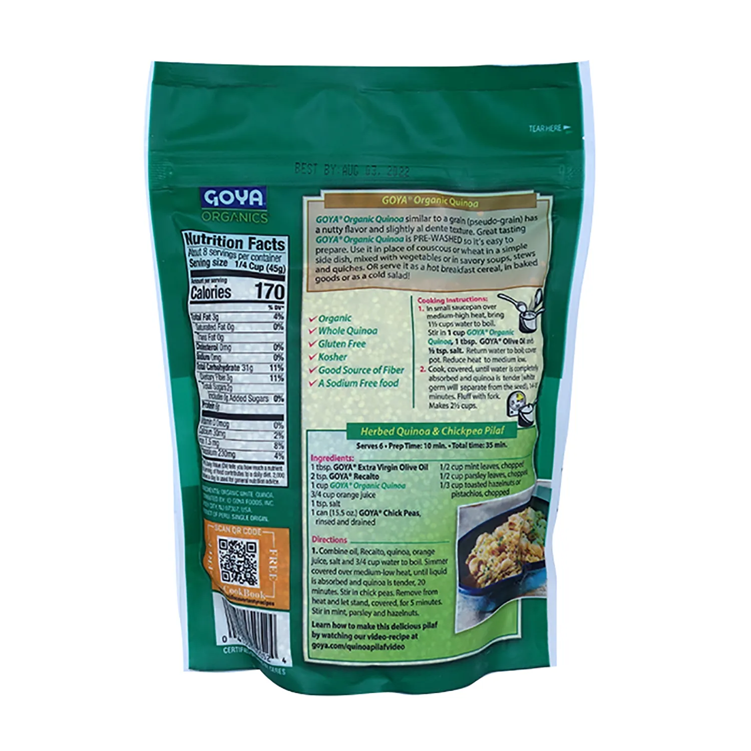 Quinoa Organico Sin Gluten Goya Bolsa 340 G