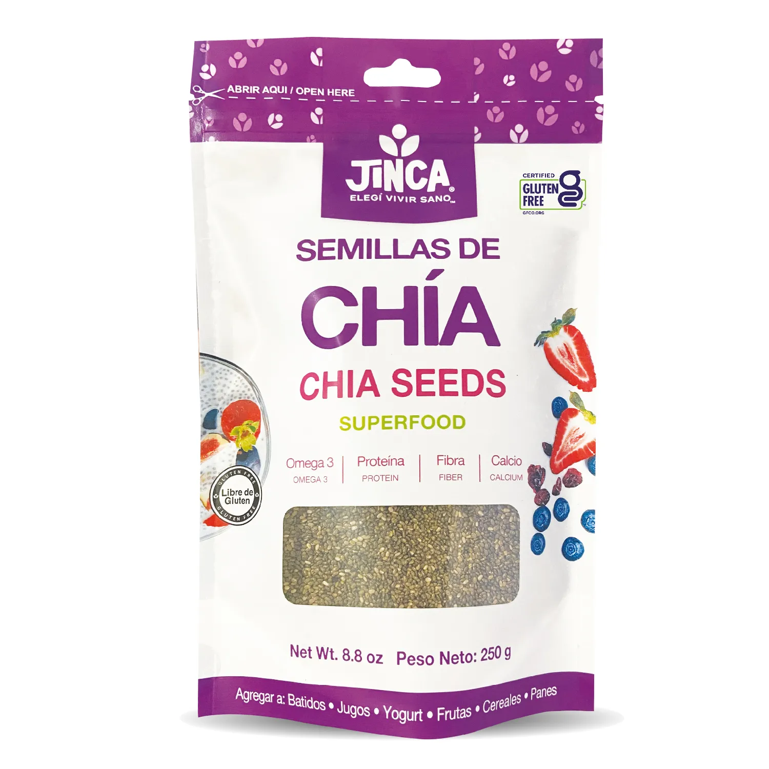 Chia Entera Sin Gluten Jinca Foods Paquete 250 G