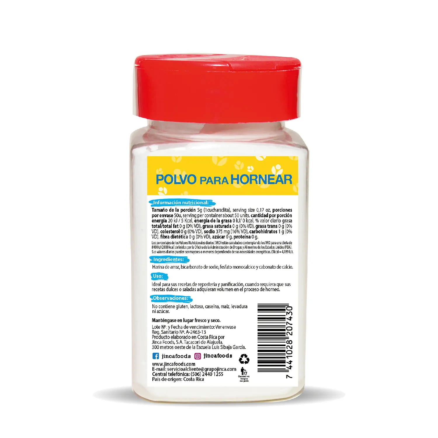 Polvo De Hornear Sin Gluten Jinca Foods Envase 250 G