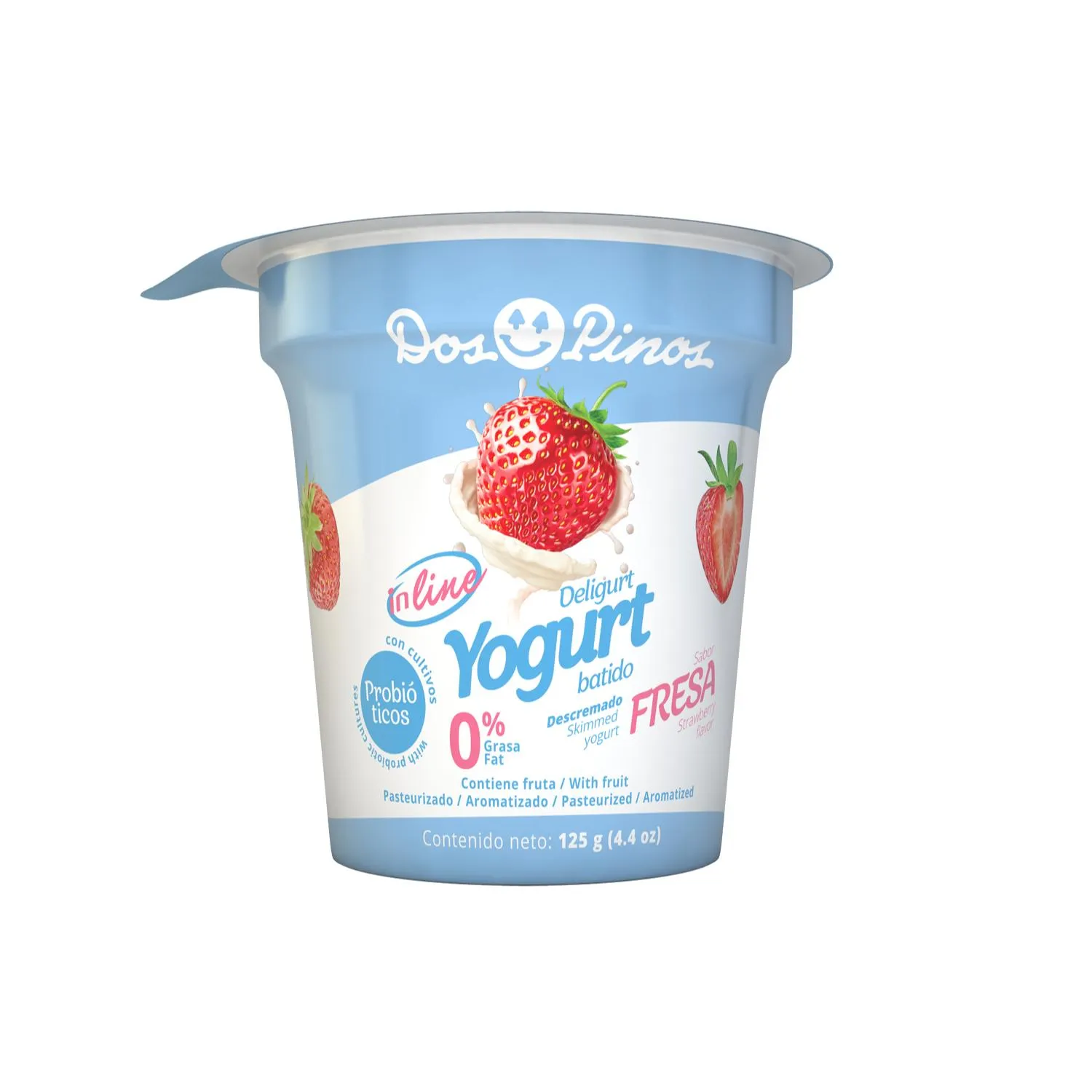 Yogurt Descremado Fresa Dos Pinos Envase 125 G