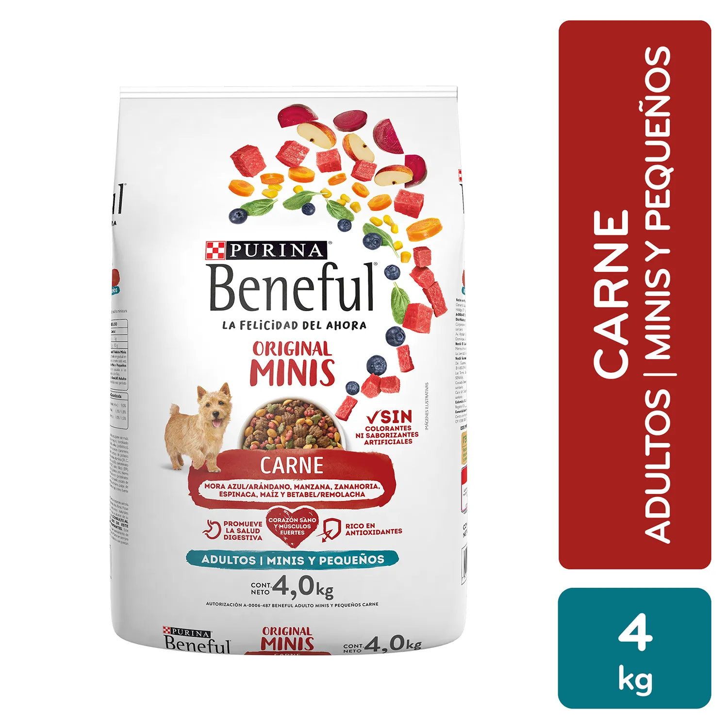 Alimento Seco Perro  Adulto Carne Minis Purina Beneful Bolsa 4 Kg