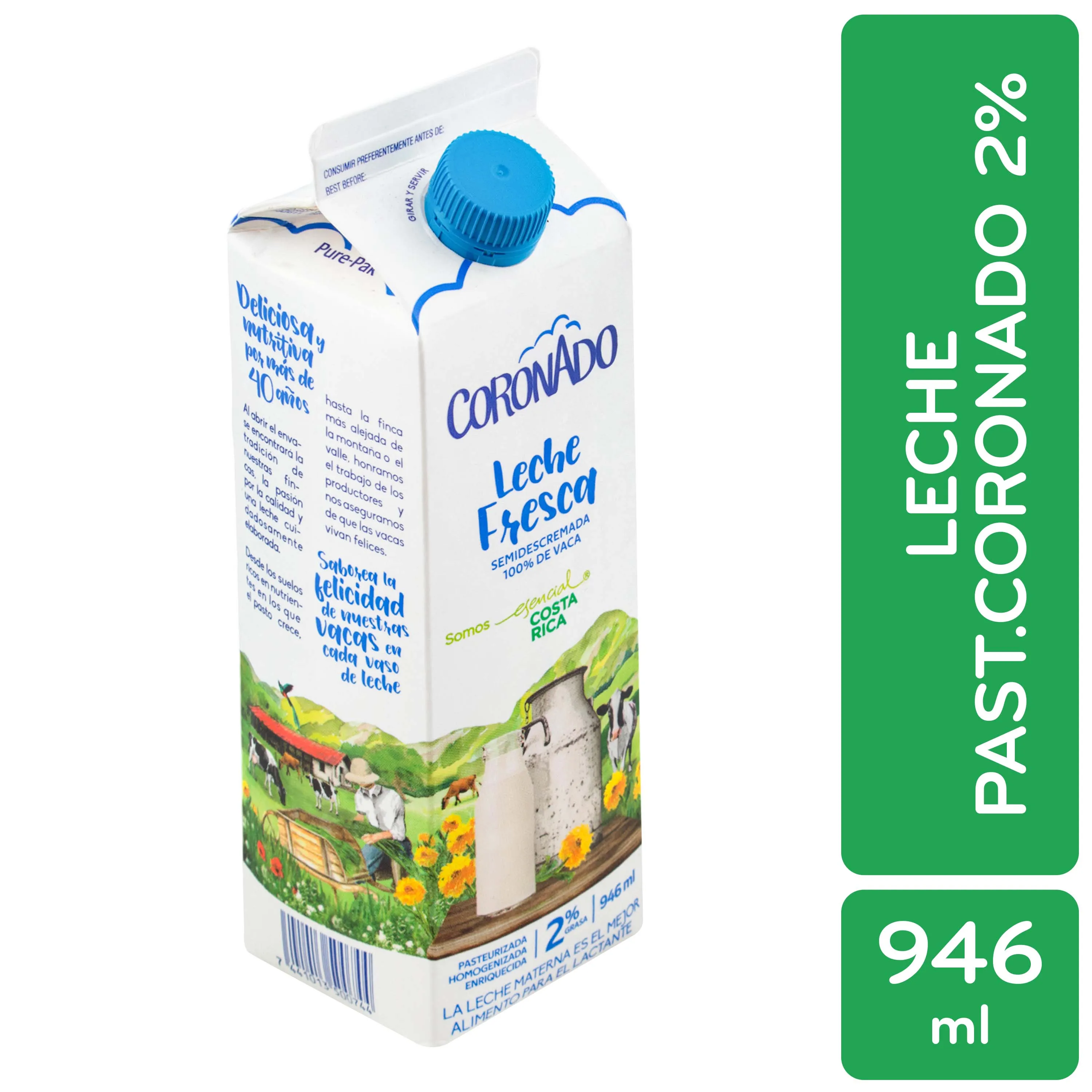 Leche Semi Descremada 2% Grasa Coronado Caja 946 Ml