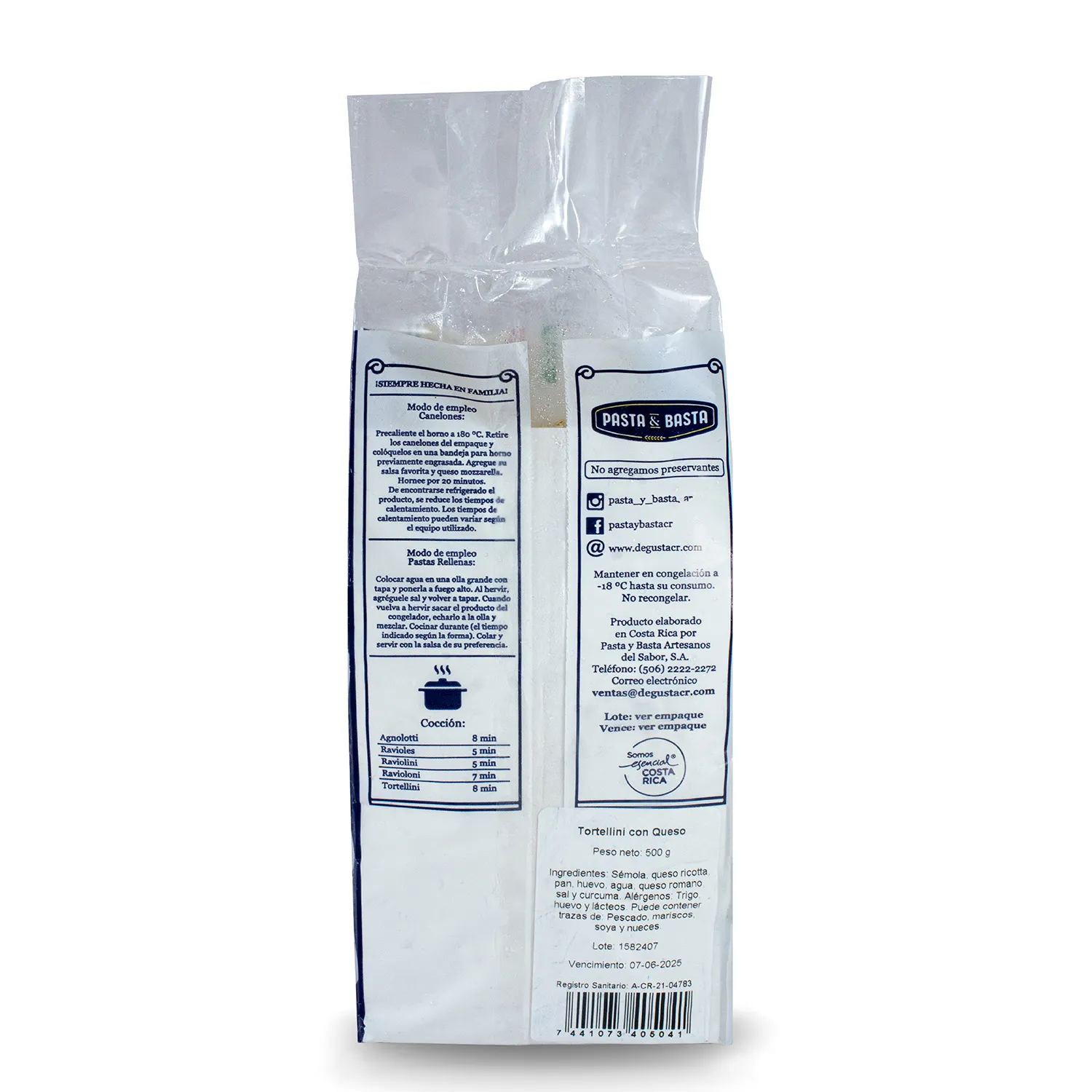 Tortellini Queso Pasta Y Basta Paquete 500 G