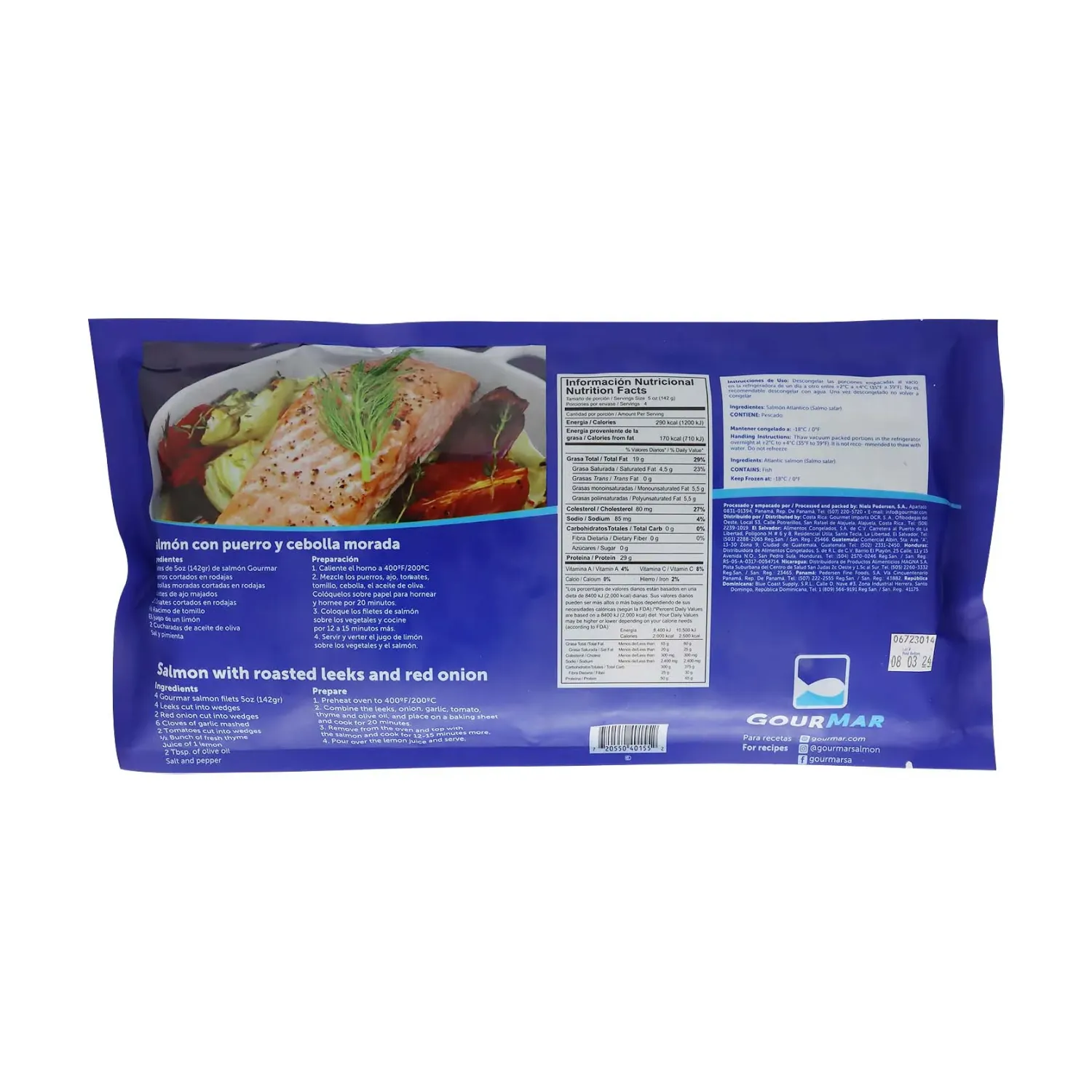 Salmon Atlantico Congelado Gourmar Paquete 567 G