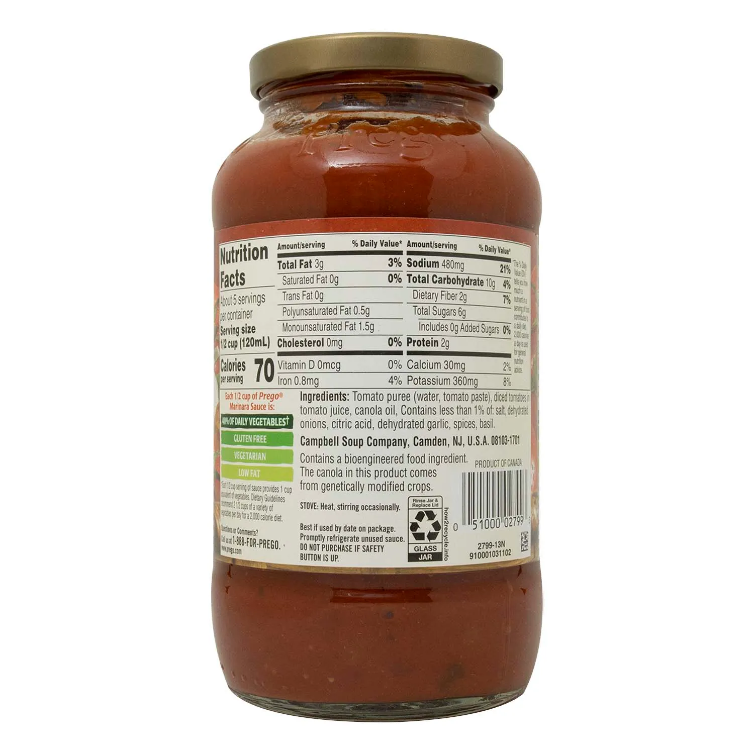 Salsa Tomate Preparada Marinara Prego