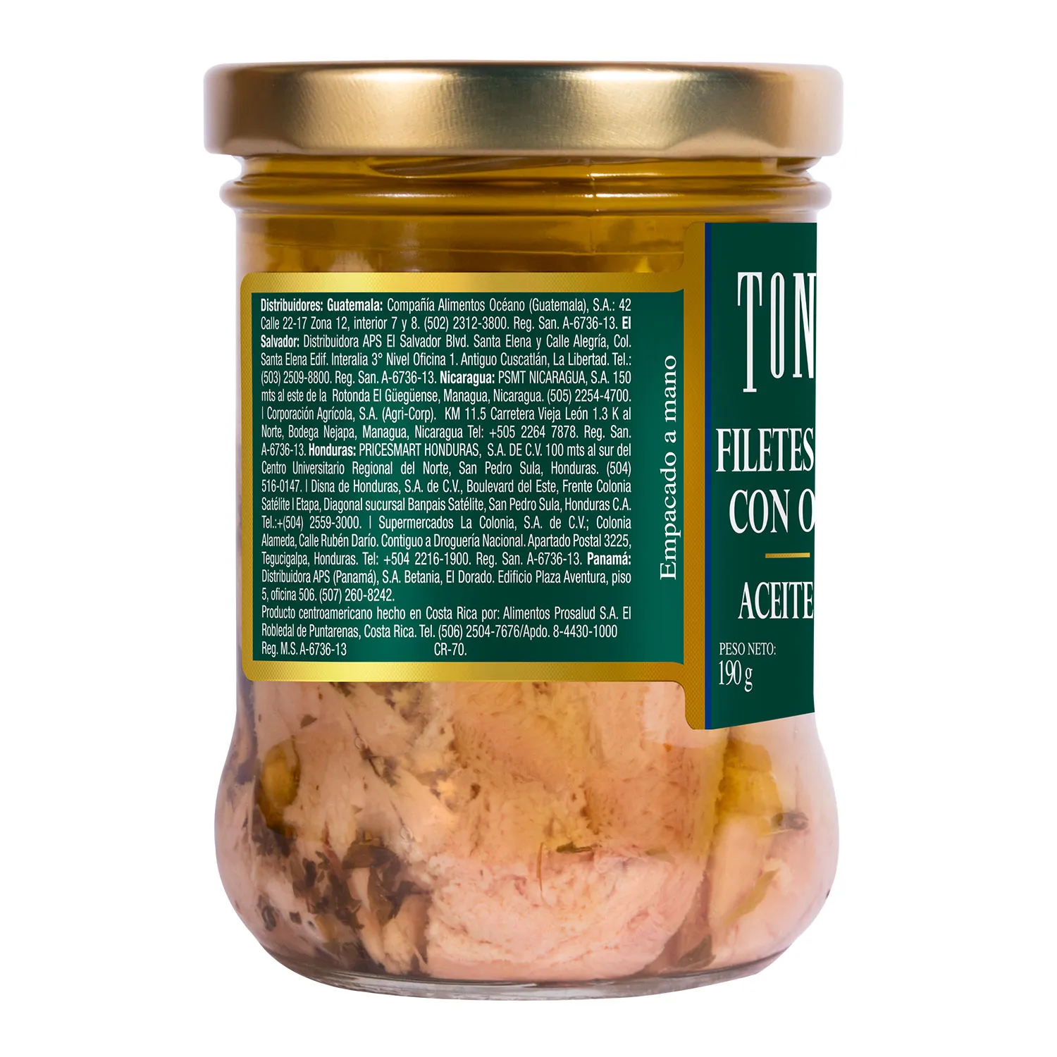 Atun Filete Aceite Oliva Oregano Tonnino Frasco 190 G