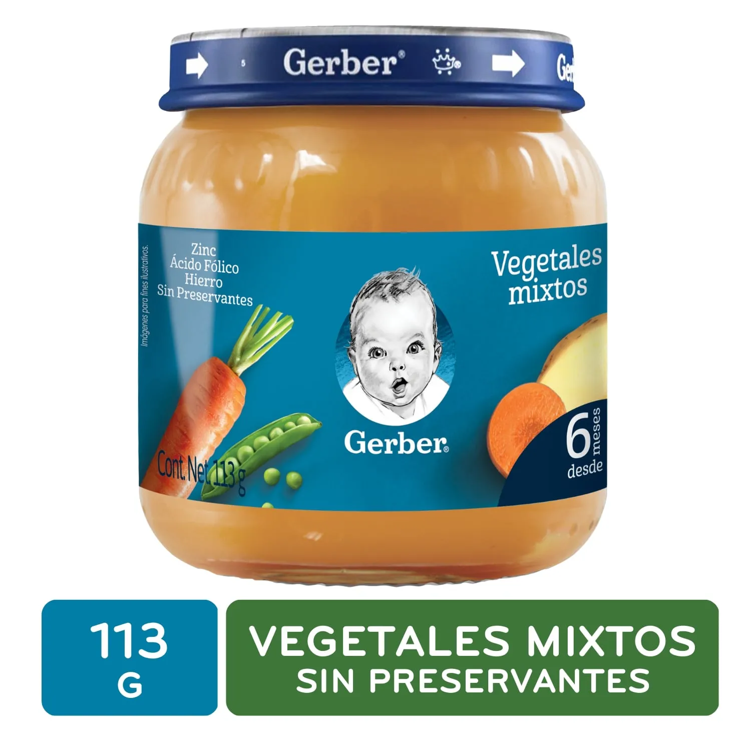 Colado Vidrio Vegetales Gerber Frasco 113 G