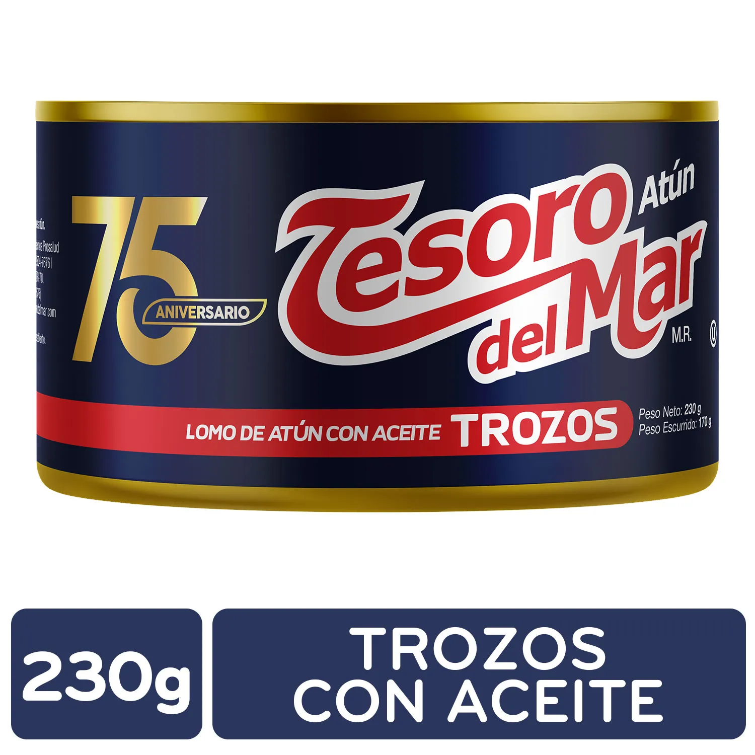 Atun Lomo Trozos Aceite Soya Tesoro Del Mar Lata 230 G