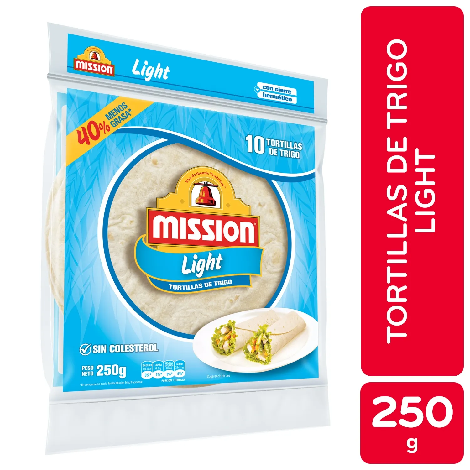 Tortillas Trigo Light 10u Mision Paquete 250 G