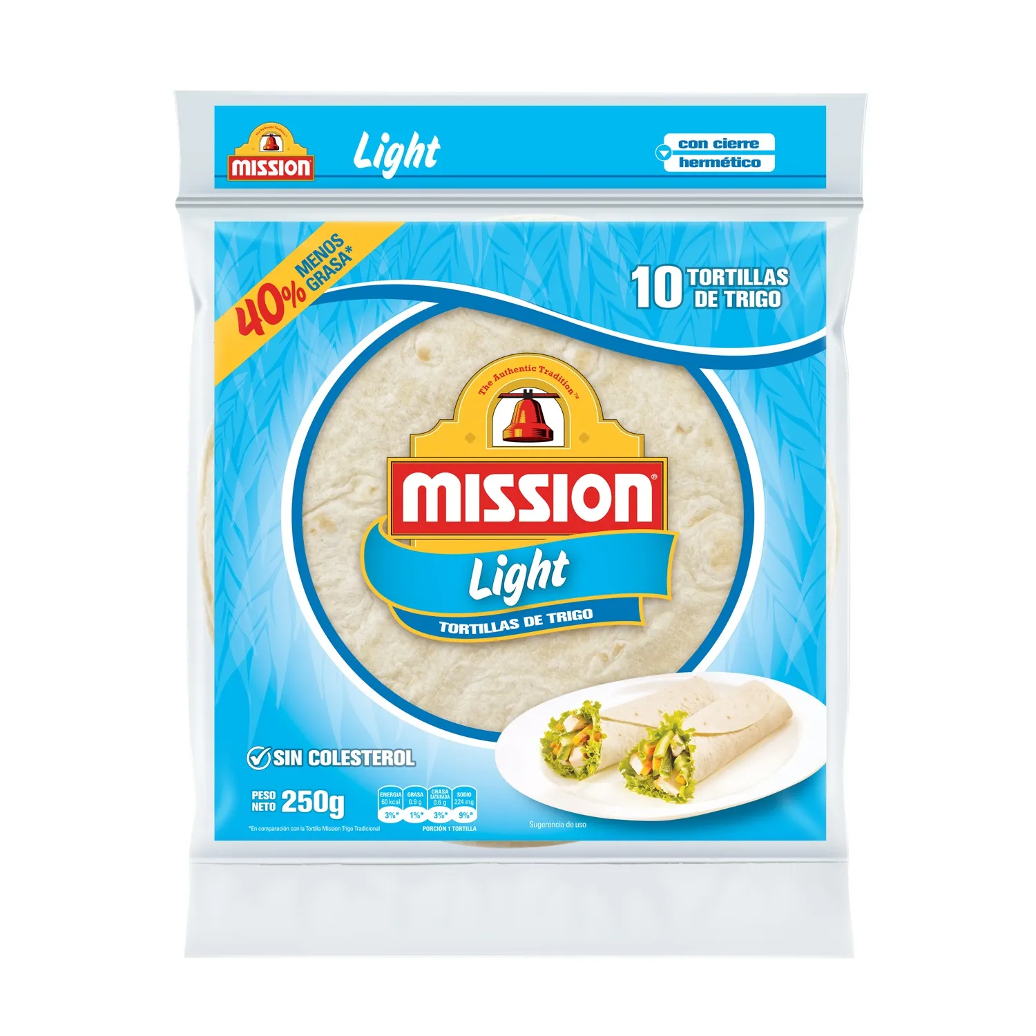 Tortillas Trigo Light 10u Mision Paquete 250 G