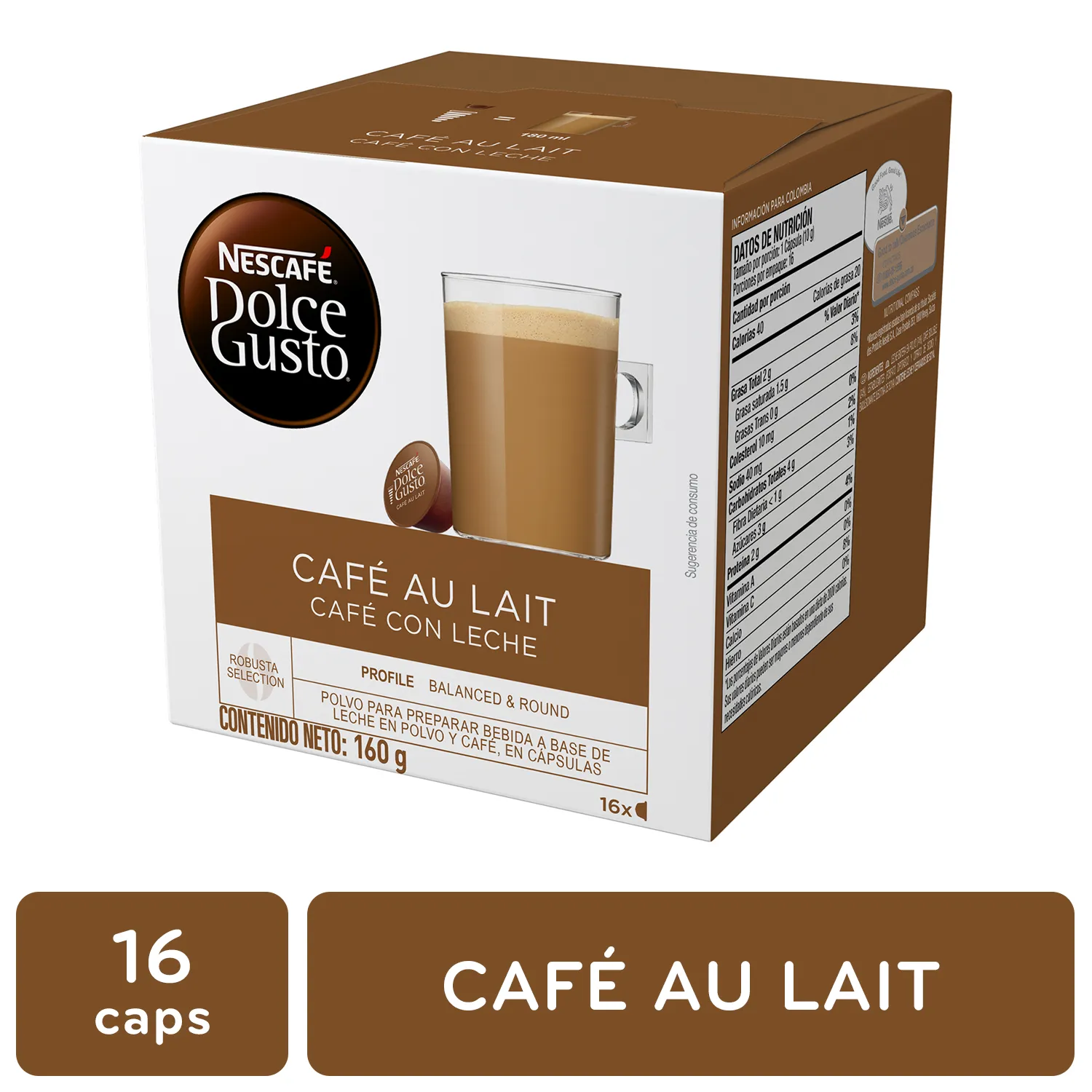 Capsula Cafe Con Leche Nescafe Caja 160 G