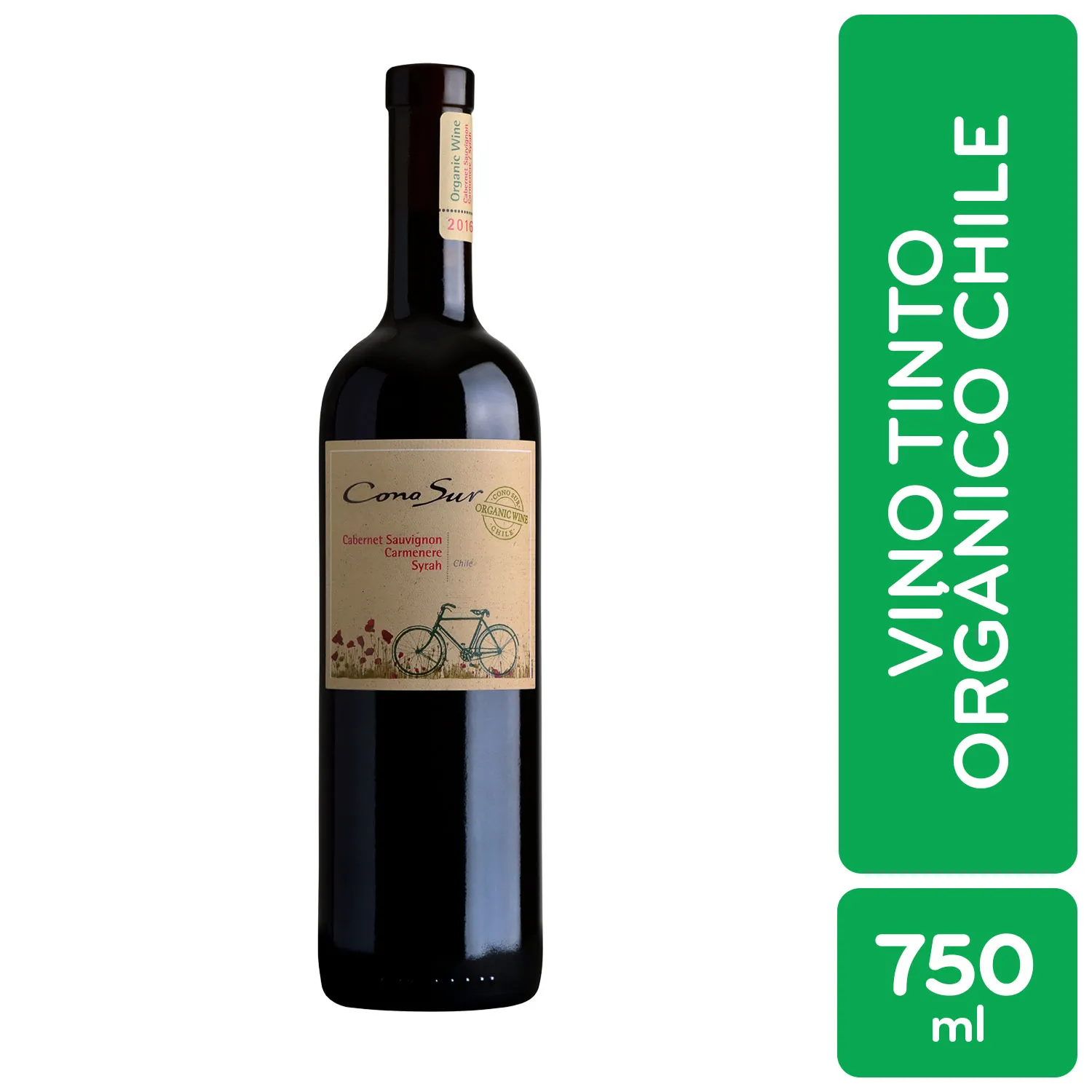 Vino Tinto Chile Cabernet Sauvignon Organico Organico Botella 750 Ml