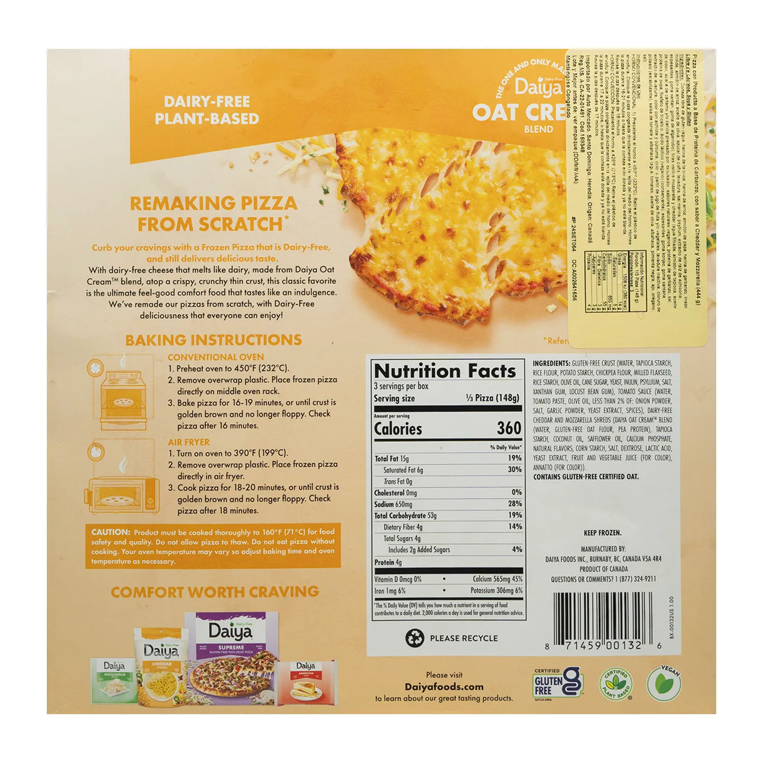 Pizza Vegano Queso Daiya Caja 444 G
